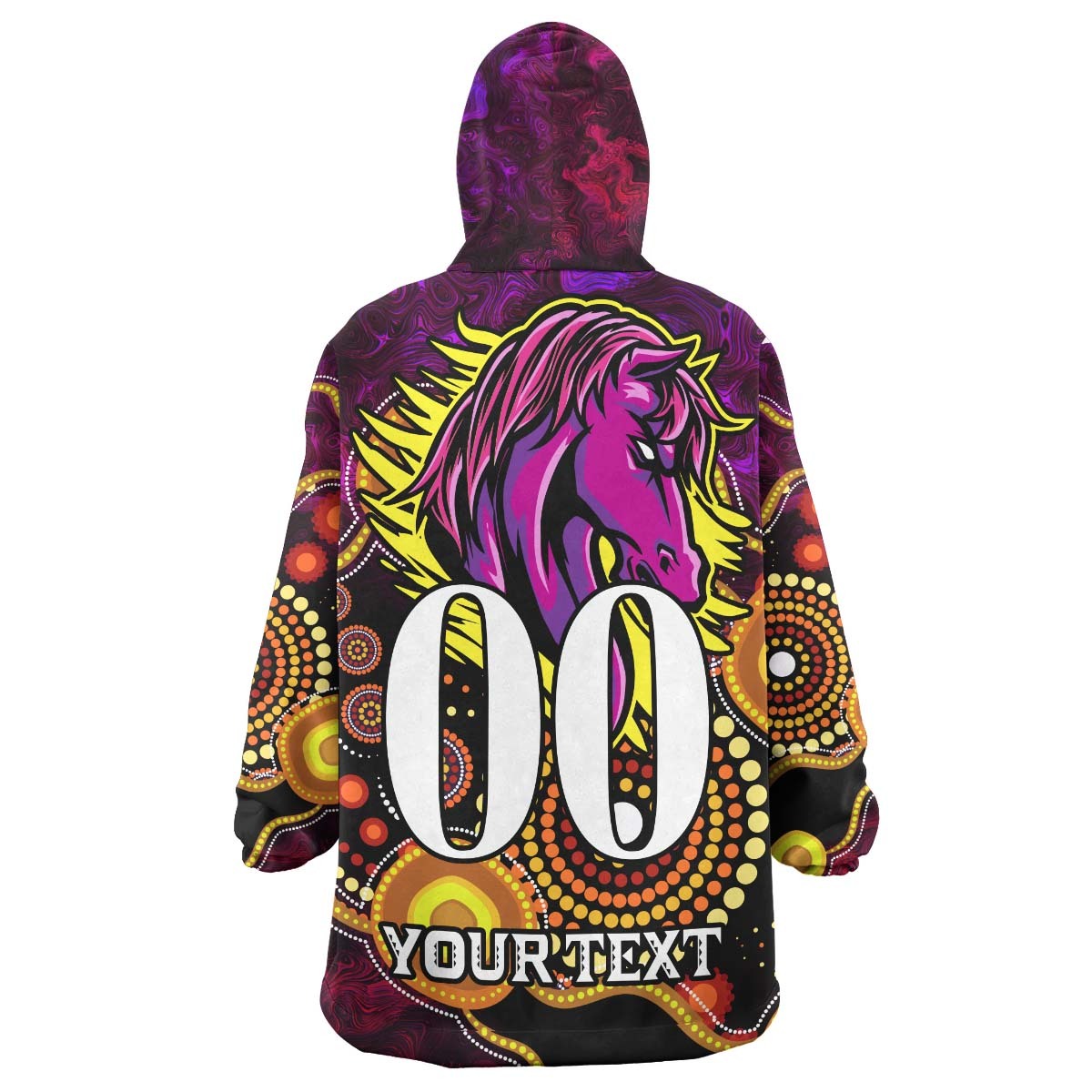 Broncos Rugby Snug Hoodie - Custom Personalised Broncos with Aboriginal Dot Painting Player And Number Wearable Blanket Hoodie RLT14 - Vibe Hoodie Shop
