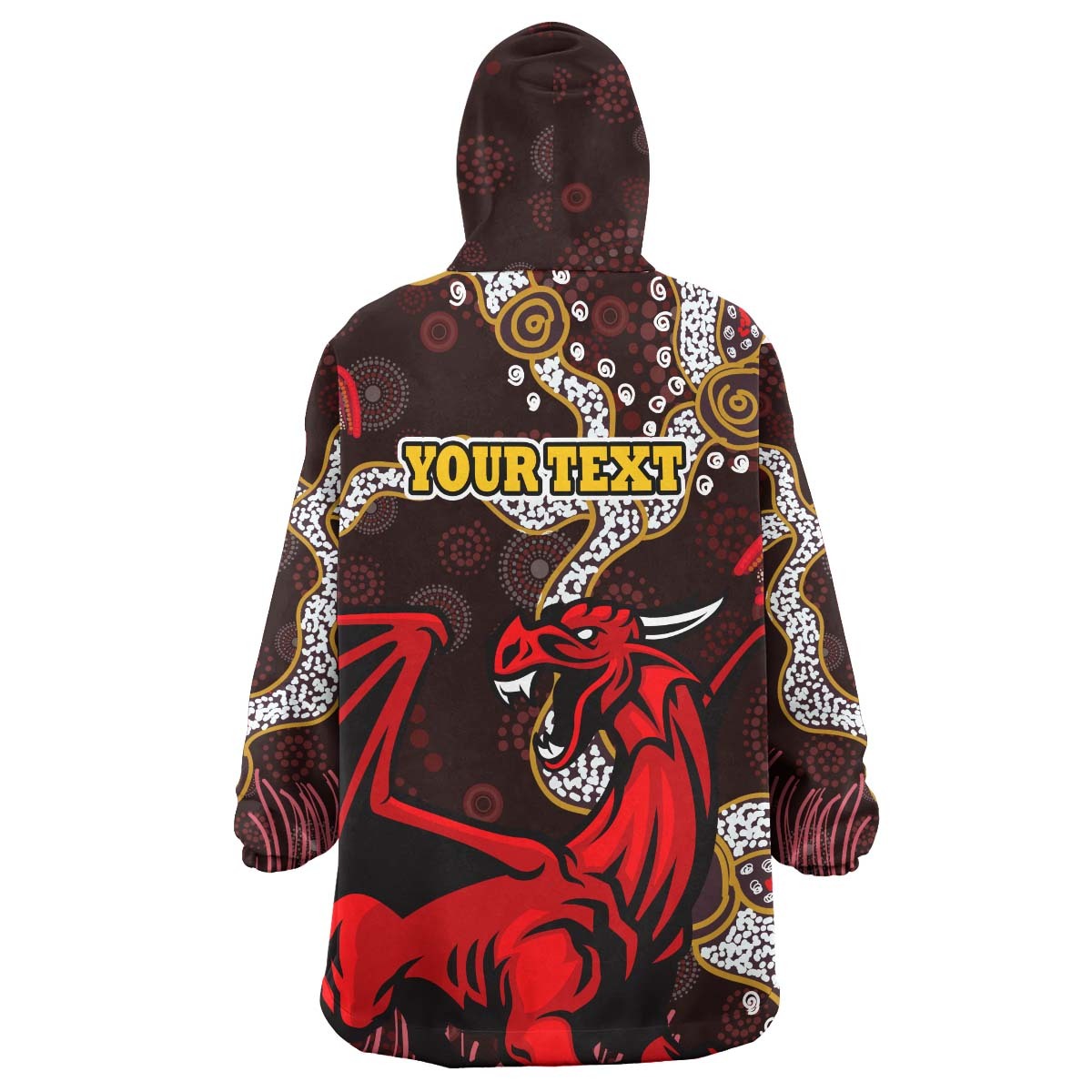 St.George Rugby Snug Hoodie - Custom Dragons with Rugby Ball and Knight Contemporary Style of Aboriginal Wearable Blanket Hoodie RLT14 - Vibe Hoodie Shop