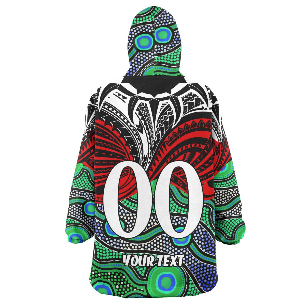 Warriors Rugby Snug Hoodie - Custom Maori Mask Warriors with Polynesian Pattern Player And Number Wearable Blanket Hoodie - Vibe Hoodie Shop