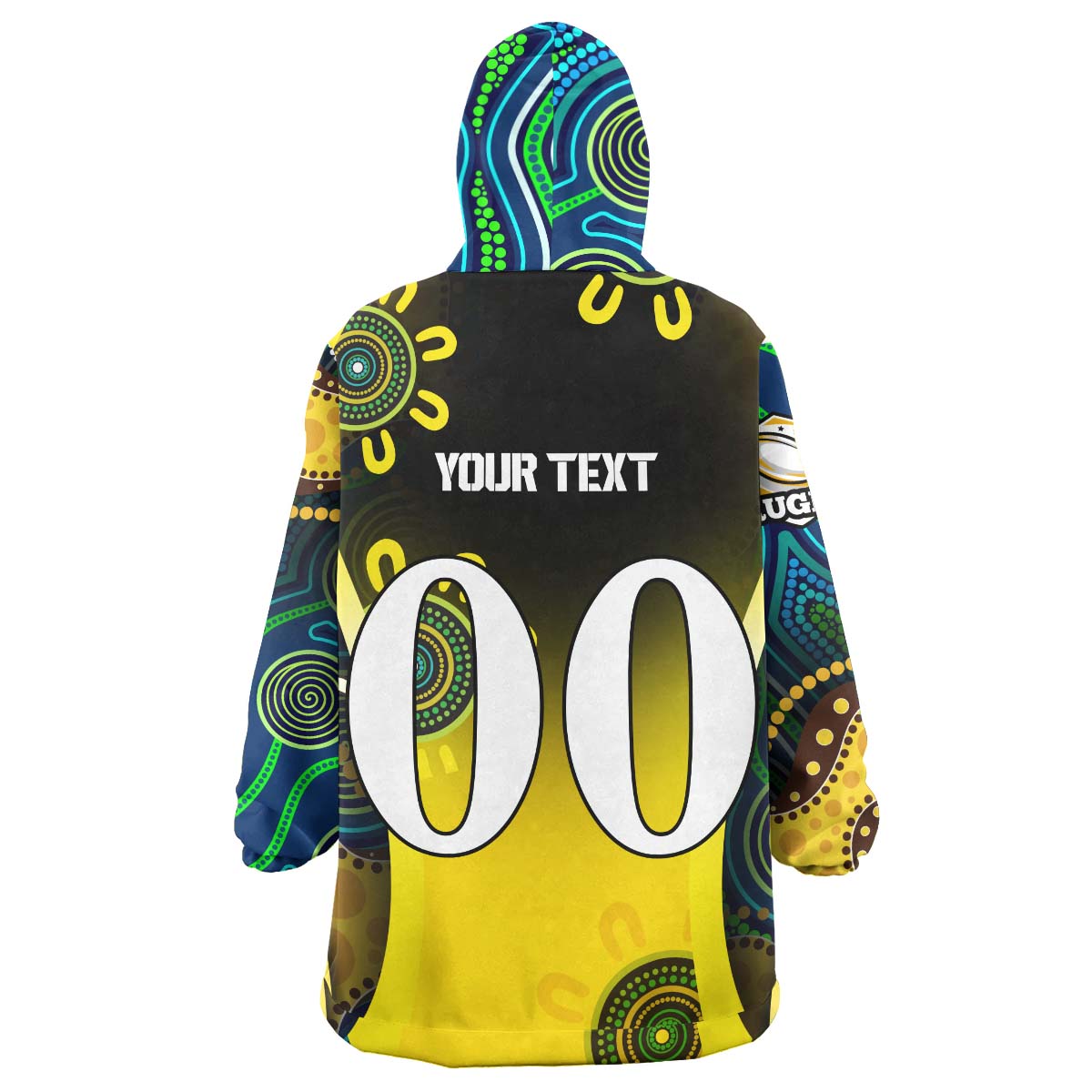 NRLW Eels Rugby Snug Hoodie - Custom Eels Women's Rugby League with Aboriginal Dot Painting Player And Number Wearable Blanket Hoodie - Vibe Hoodie Shop