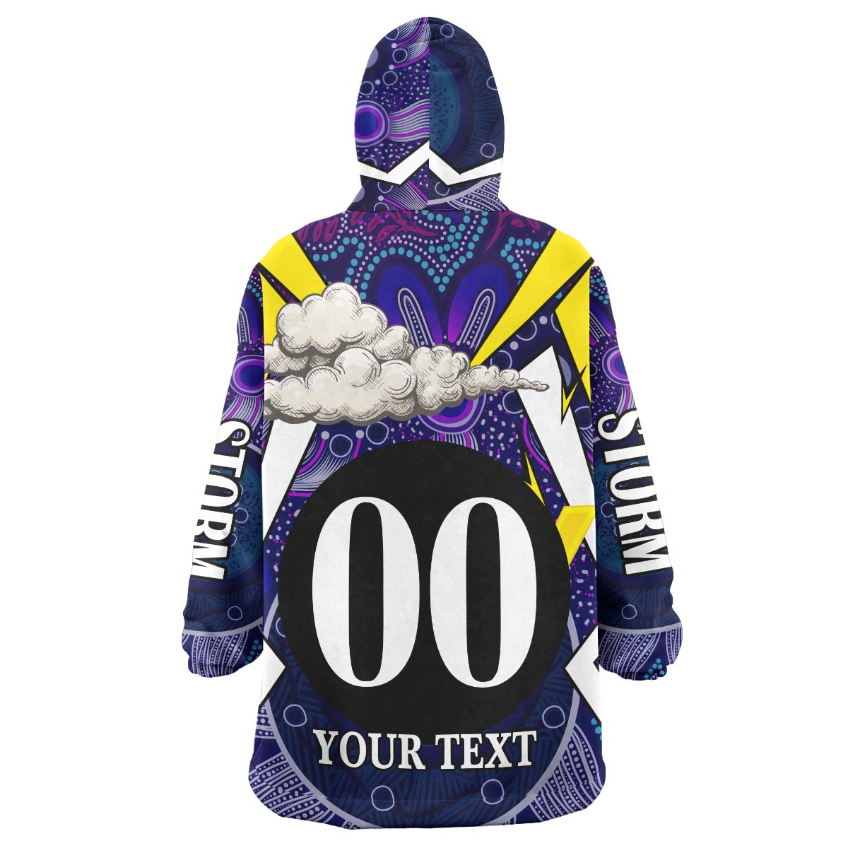 Storms Rugby Snug Hoodie - Custom Rugby Championship Storms Mascot with Aboriginal Pattern Player And Number Wearable Blanket Hoodie - Vibe Hoodie Shop