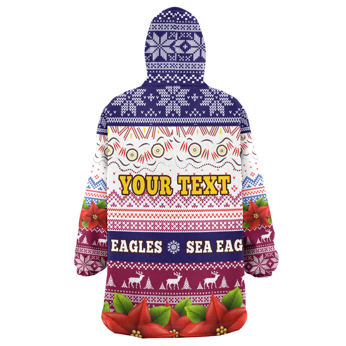 Sea Eagles Rugby Chrstmas Snug Hoodie - Custom Sea Eagles Ugly Christmas Knitted Wearable Blanket Hoodie - Vibe Hoodie Shop