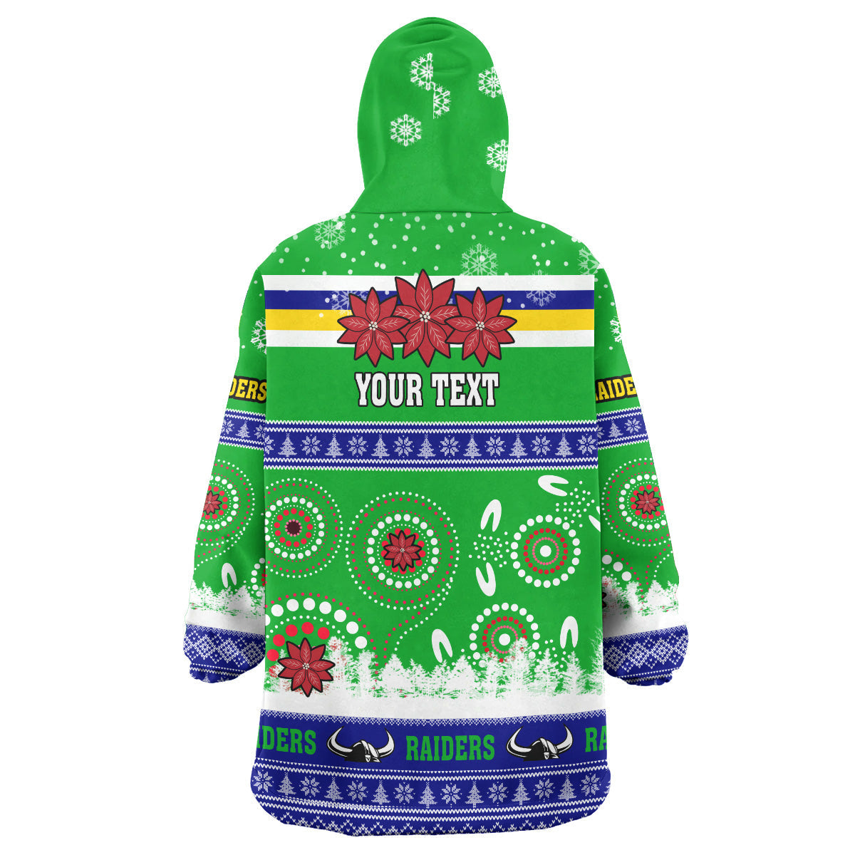 Raiders Rugby Christmas Snug Hoodie - Custom Raiders Ugly Christmas And Aboriginal Patterns Wearable Blanket Hoodie - Vibe Hoodie Shop