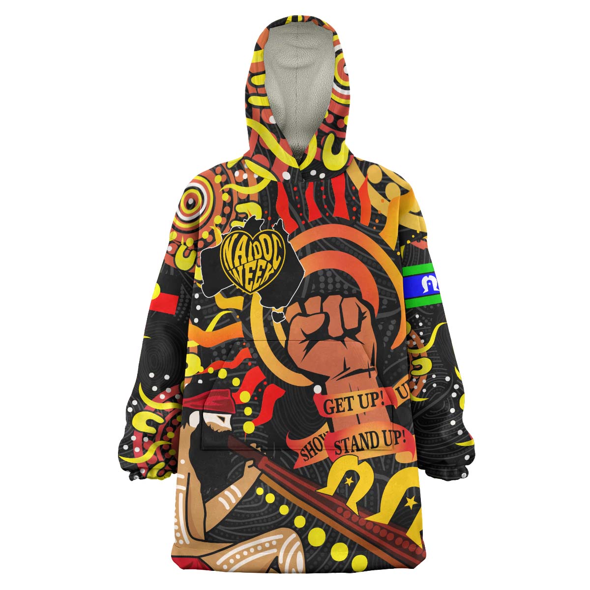 Australia NAIDOC Week 2023 Wearable Blanket Hoodie - Custom Naidoc Week Aboriginal Inspired Culture in My Heart "Get up! Stand up! Show up!" Wearable Blanket Hoodie - Vibe Hoodie Shop