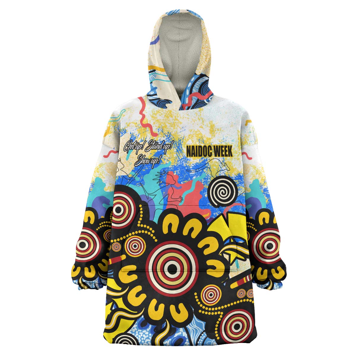 Australia NAIDOC Week 2023 Wearable Blanket Hoodie - Custom Celebrate Naidoc Aboriginal Inspired Culture with Torres Strait Flag Colour Wearable Blanket Hoodie - Vibe Hoodie Shop