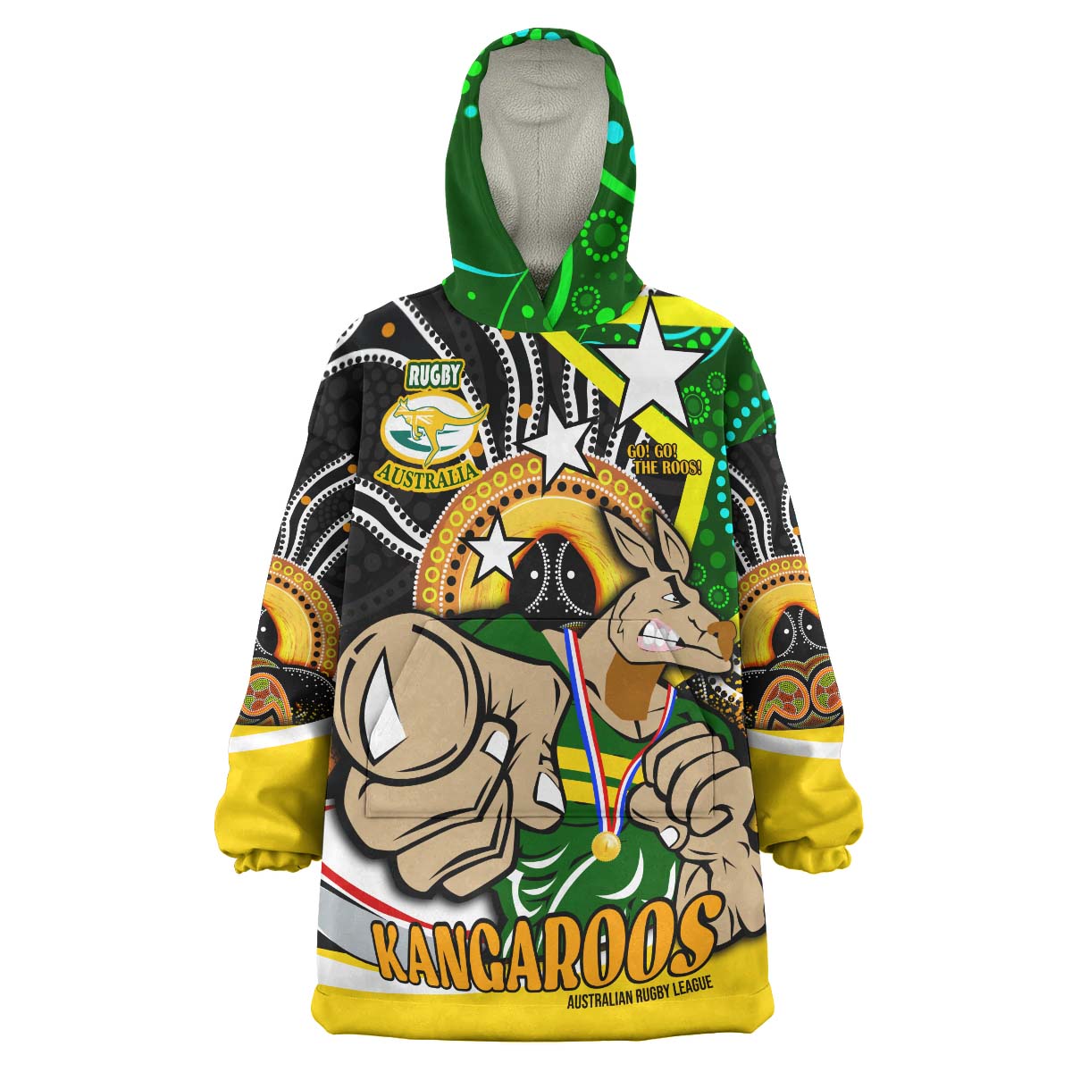Kangaroos Rugby Snug Hoodie - Custom Kangraroo Australian Rugby League GO THE ROOS! Indigenous Wearable Blanket Hoodie - Vibe Hoodie Shop