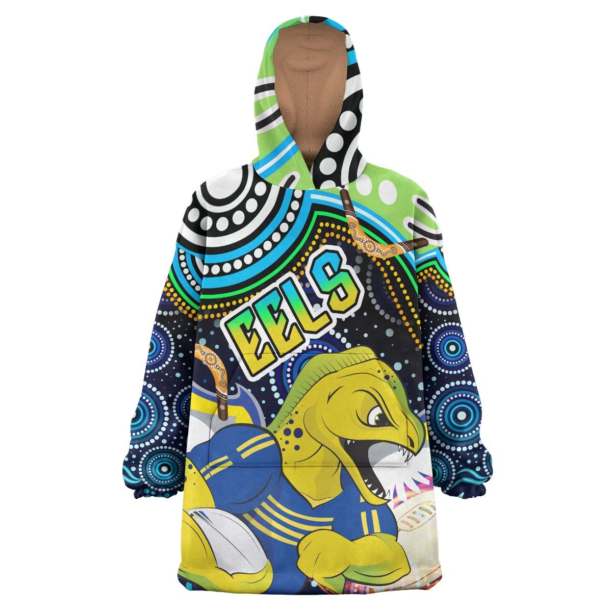 Eels Rugby Snug Hoodie - Custom Eels Rugby with Aboriginal Pattern Indigenous Wearable Blanket Hoodie RLT14 - Vibe Hoodie Shop
