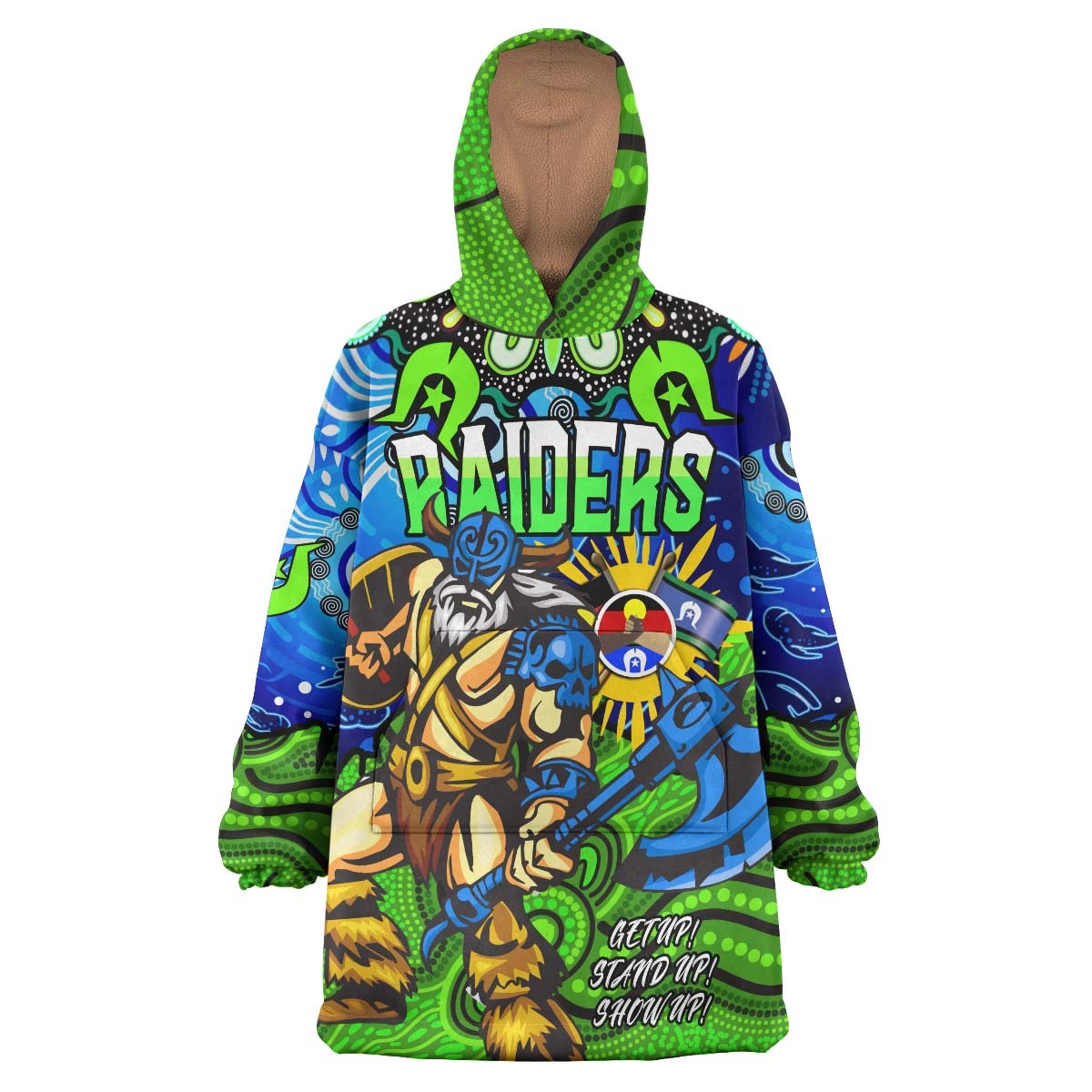 Raiders Rugby Snug Hoodie - Custom Naidoc Week Raiders with Aboriginal Dot Painting and Get up! Stand up! Show up! Wearable Blanket Hoodie RLT14 - Vibe Hoodie Shop
