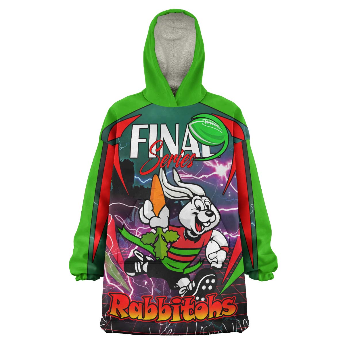 Rabbitohs Rugby Snug Hoodie - Custom Final Series Champions Rabbitohs Rugby League Player And Number Wearable Blanket Hoodie - Vibe Hoodie Shop