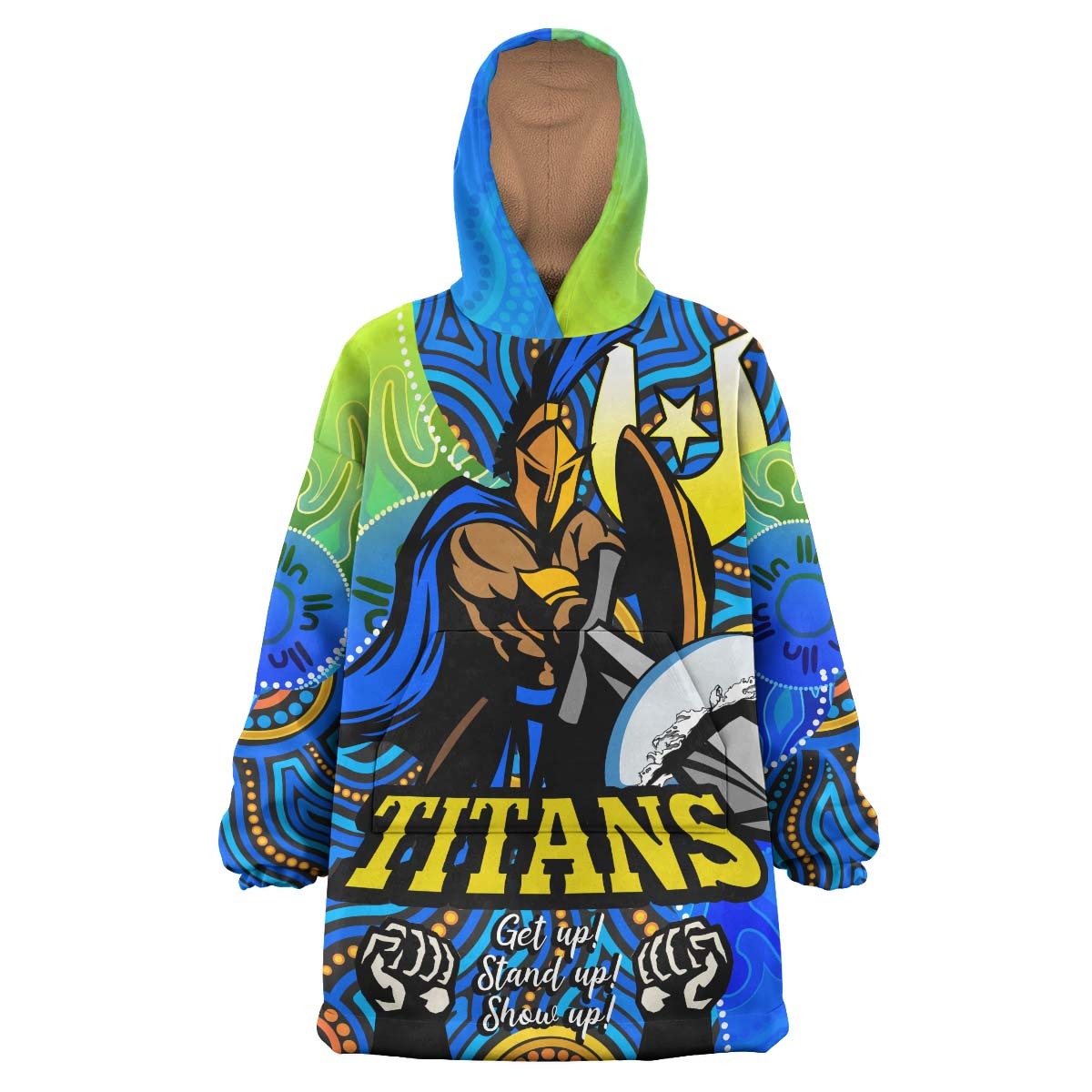 Titans Rugby Snug Hoodie - Custom Titans Rugby Naidoc Week and Torres Strait Island with Aboriginal Dot Painting Style Wearable Blanket Hoodie RLT14 - Vibe Hoodie Shop