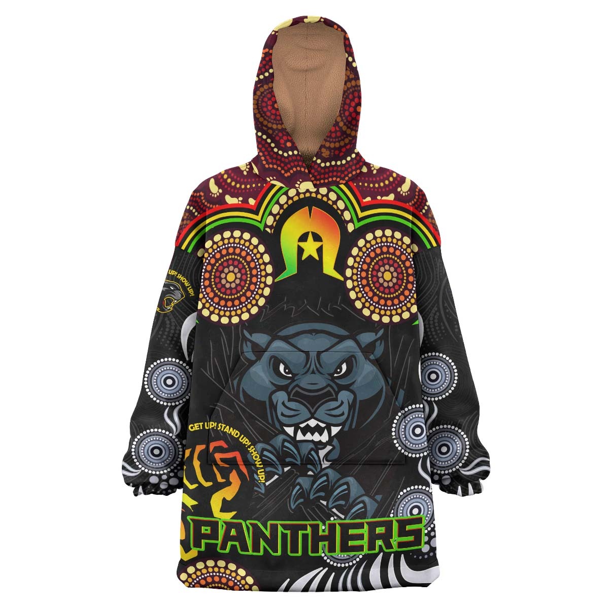 Panthers Rugby Snug Hoodie - Naidoc Panthers Indigenous and Torres Strait Aboriginal Style Wearable Blanket Hoodie RLT14 - Vibe Hoodie Shop