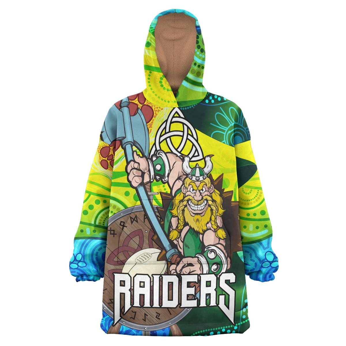 Raiders Rugby Snug Hoodie - Custom Vikings Pride with Aboriginal Dot Painting Style Player And Number Wearable Blanket Hoodie RLT14 - Vibe Hoodie Shop