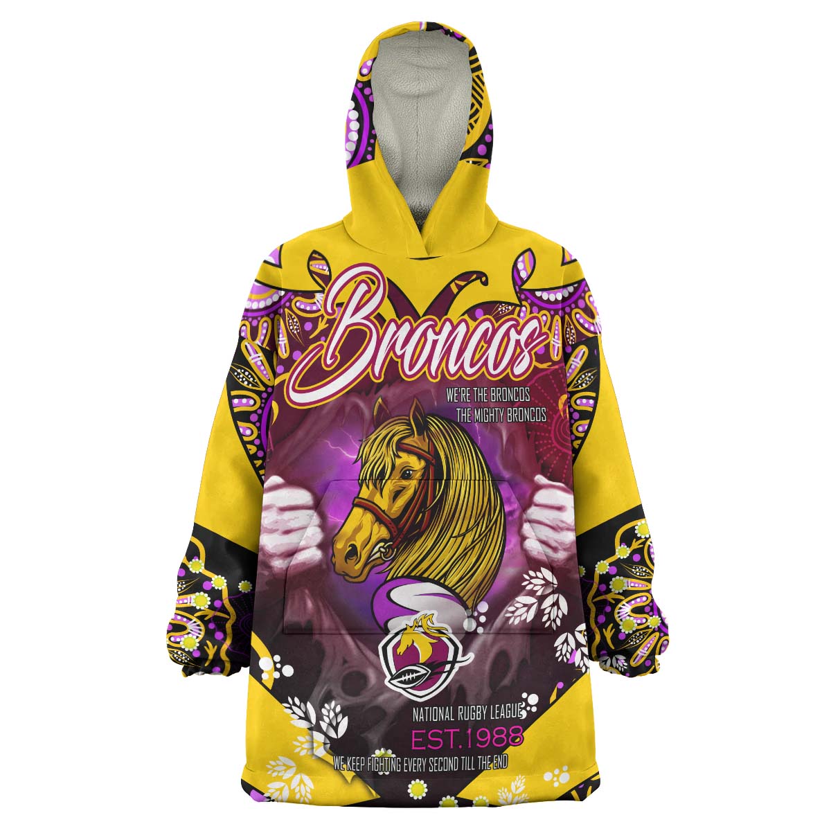 Broncos Rugby Snug Hoodie - Custom Personalised WE'RE THE BRONCOS Aboriginal Culture League Rugby Team Wearable Blanket Hoodie - Vibe Hoodie Shop