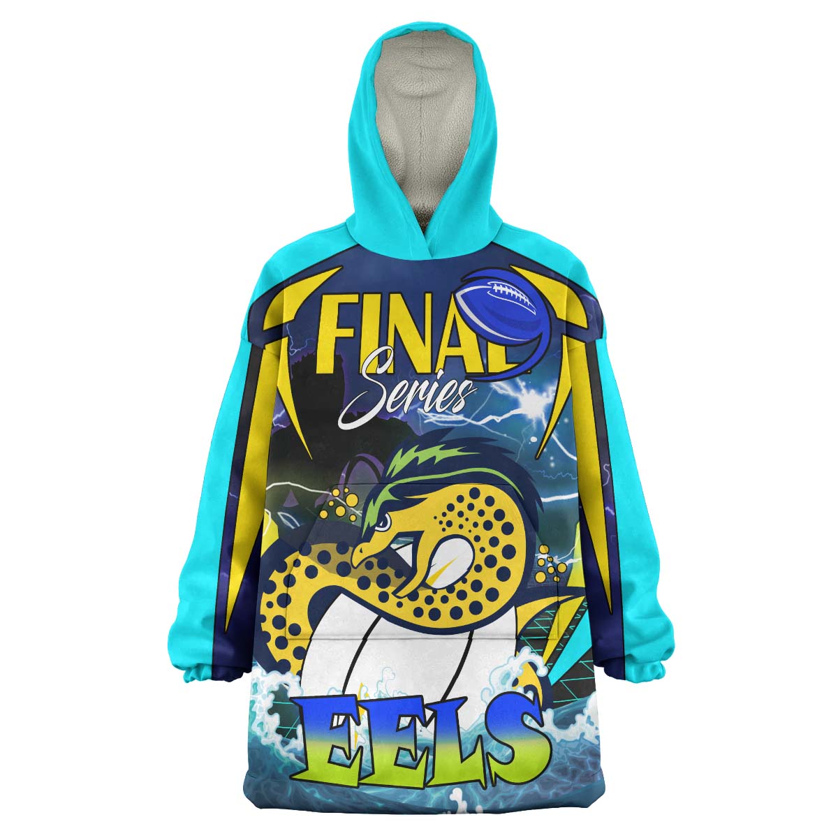 Eels Rugby Snug Hoodie - Custom Final Series Champions Eels Rugby League Player And Number Wearable Blanket Hoodie - Vibe Hoodie Shop