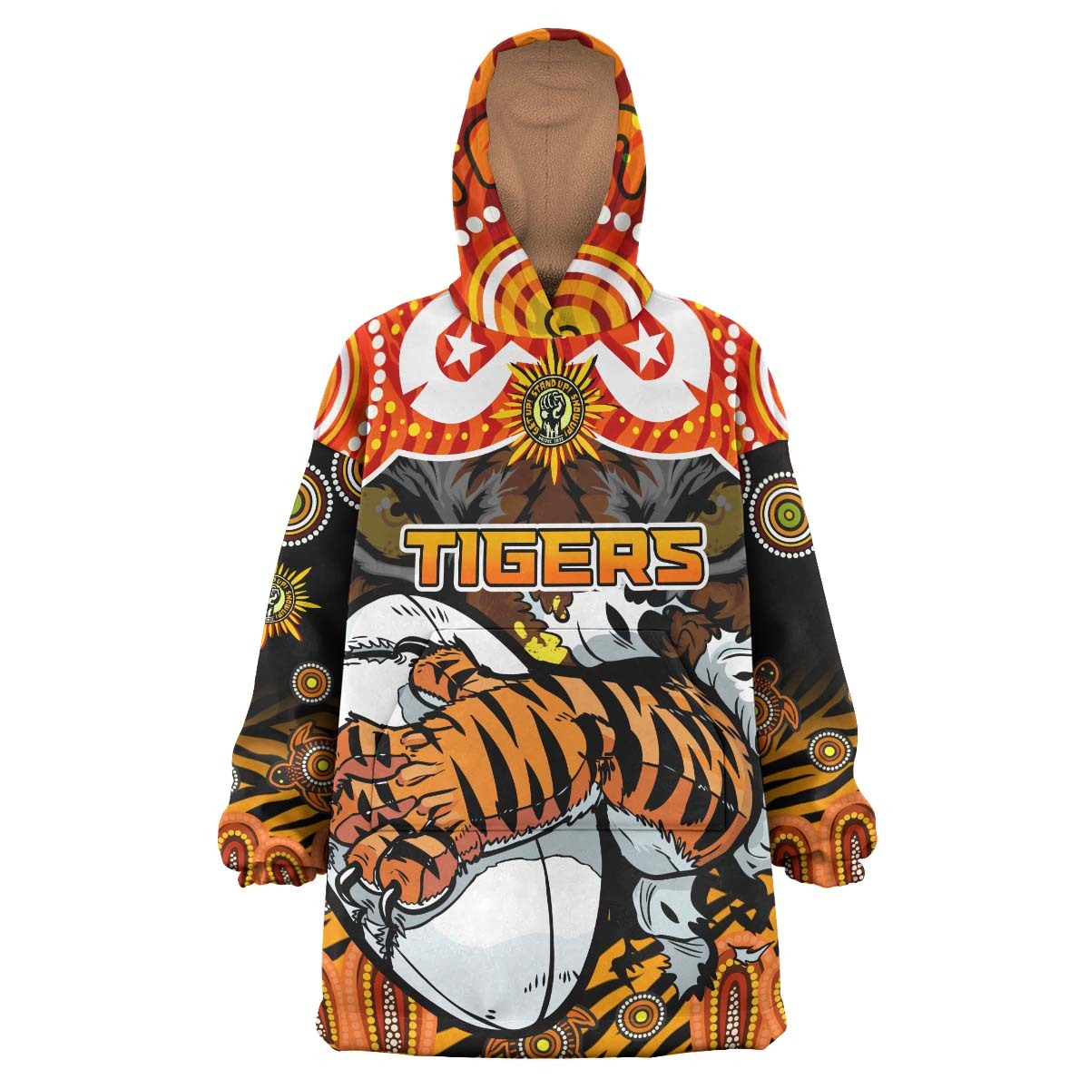 Tigers Rugby Snug Hoodie - Custom Naidoc Week and Torres Strait Island with Aboriginal Culture Dot Painting Wearable Blanket Hoodie RLT14 - Vibe Hoodie Shop