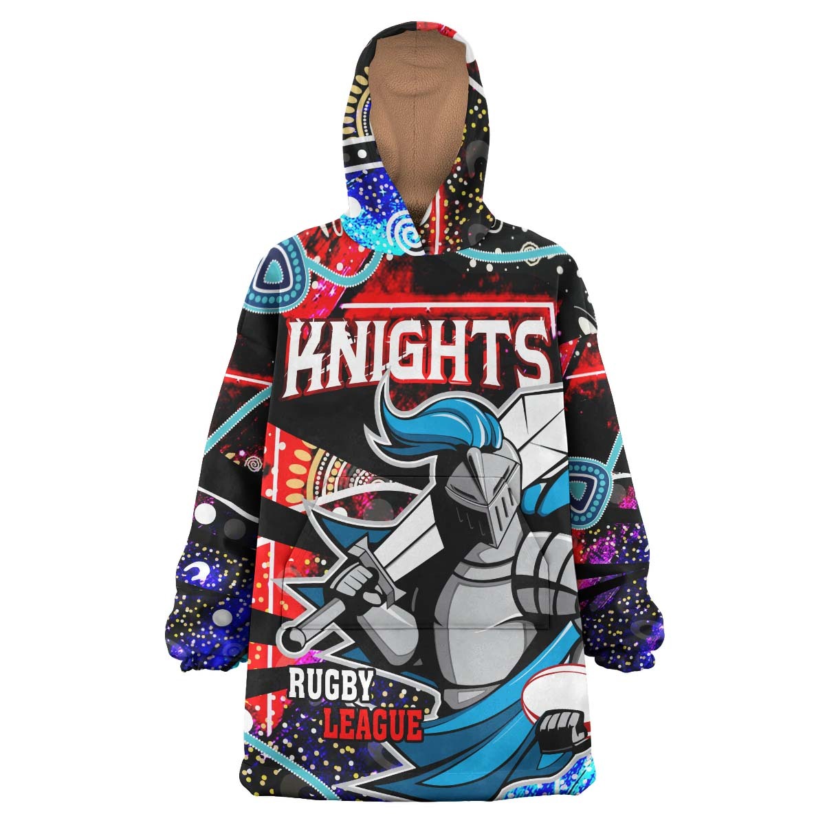 Knights Rugby Snug Hoodie - Custom Knights Rugby League Team with Aboriginal Culture Player And Number Wearable Blanket Hoodie RLT14 - Vibe Hoodie Shop