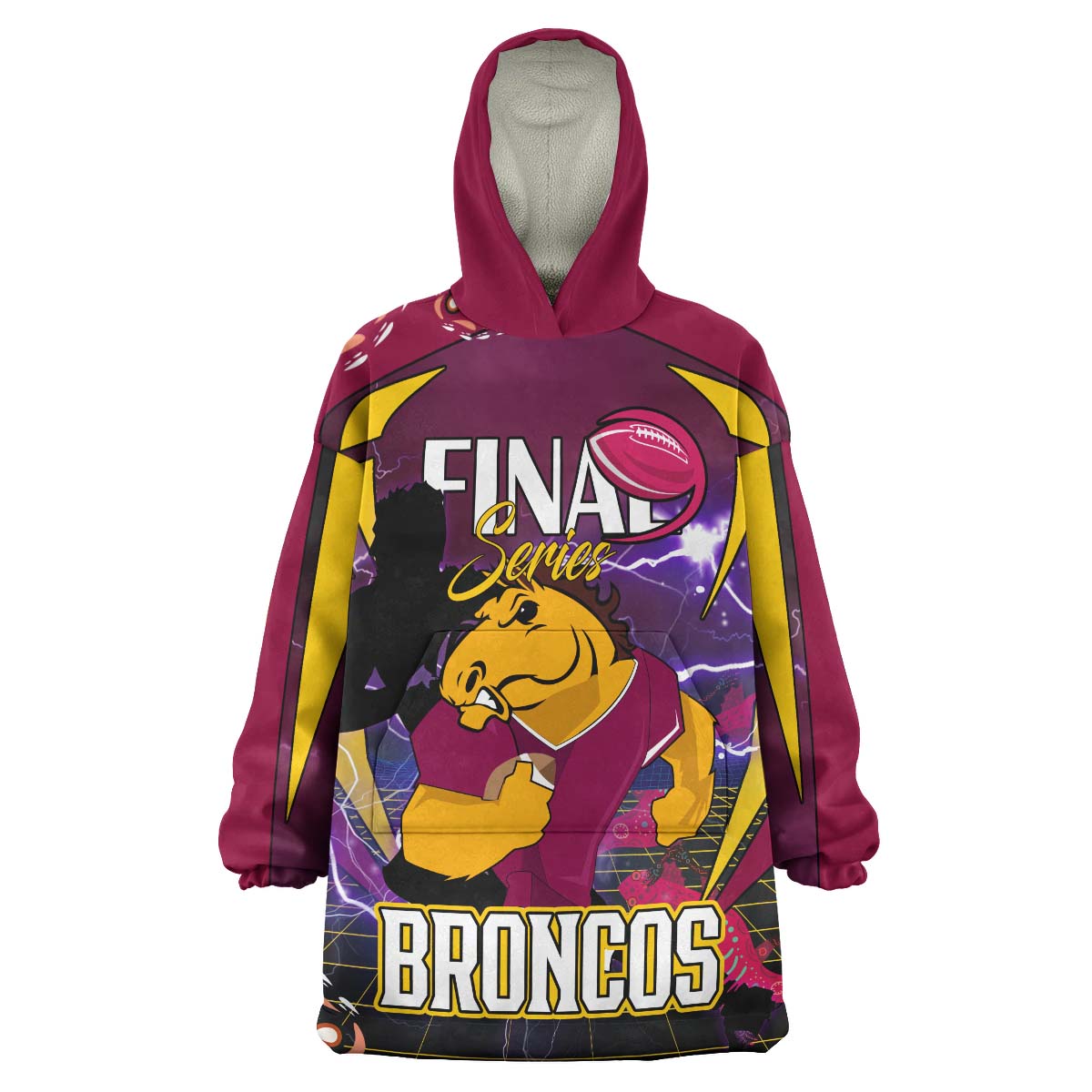 Broncos Rugby Snug Hoodie - Custom Final Series Champions Broncos Rugby League Player And Number Wearable Blanket Hoodie - Vibe Hoodie Shop