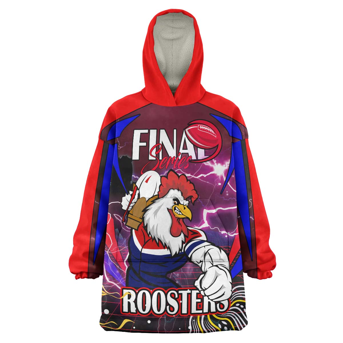 Roosters Rugby Snug Hoodie - Custom Final Series Champions Roosters Rugby League Player And Number Wearable Blanket Hoodie - Vibe Hoodie Shop