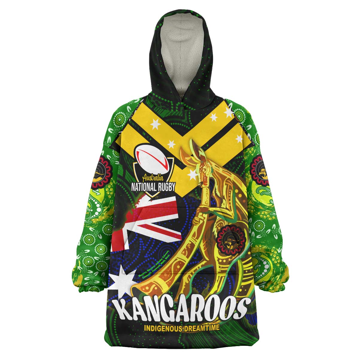 Kangaroos Rugby Snug Hoodie - Custom Kangaroo National Rugby League Indigenous Dreamtime Wearable Blanket Hoodie - Vibe Hoodie Shop