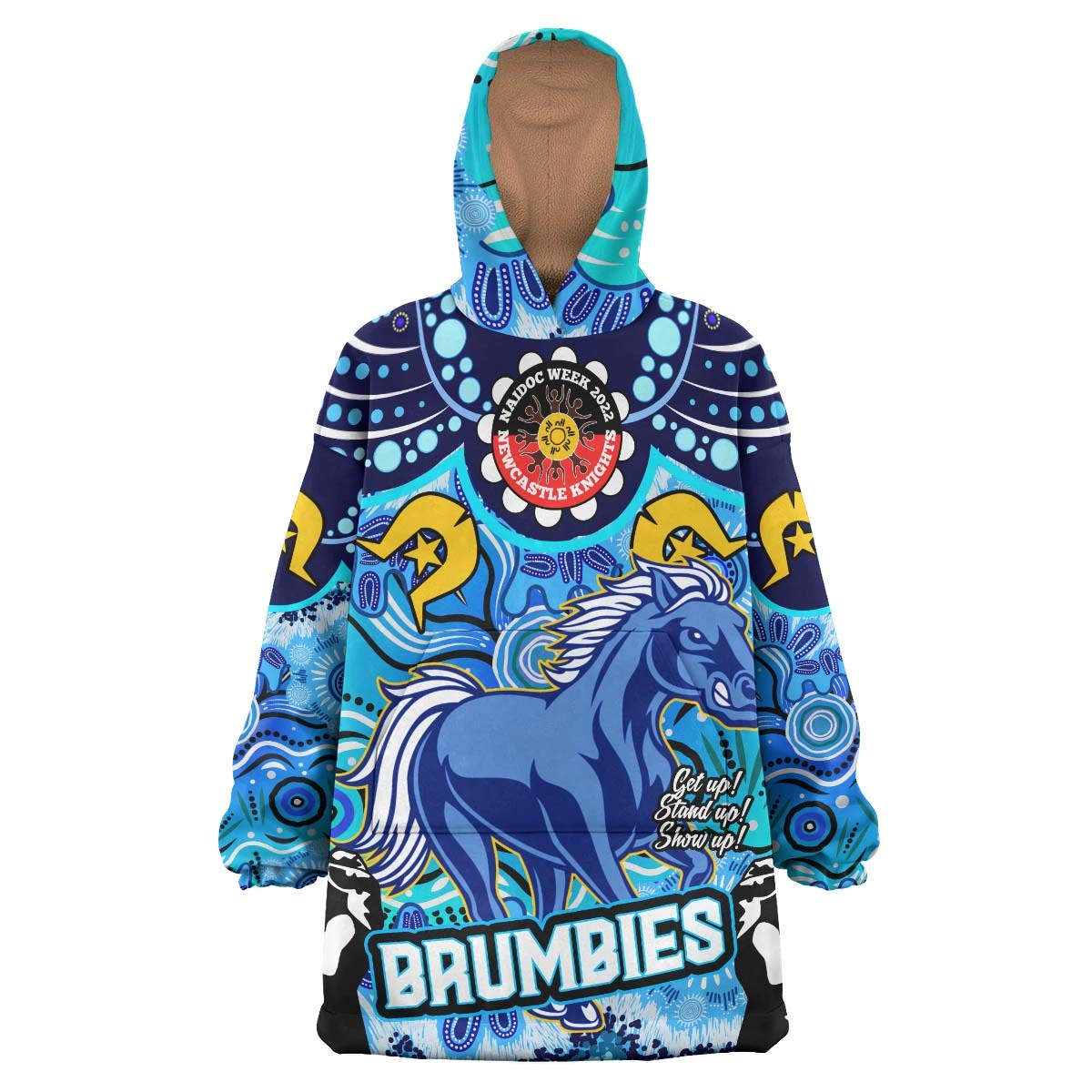 Brumbies Rugby Custom Snug Hoodie - Naidoc Week and Torres Strait Brumbies with Aboriginal Patterns Wearable Blanket Hoodie RLT14 - Vibe Hoodie Shop