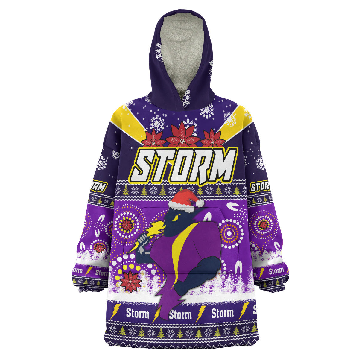 Storm Rugby Christmas Snug Hoodie - Custom Storm Ugly Christmas And Aboriginal Patterns Wearable Blanket Hoodie - Vibe Hoodie Shop