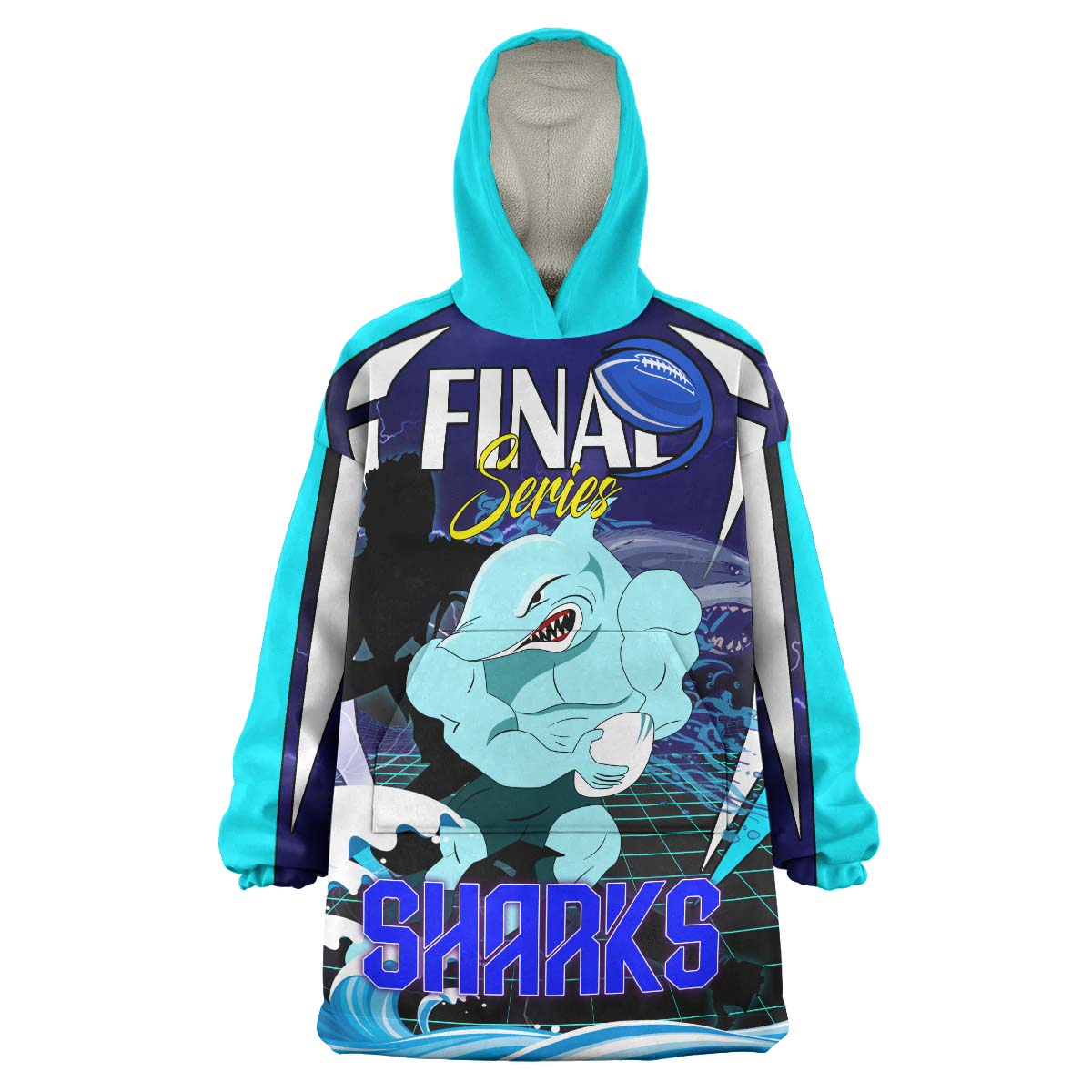 Sharks Rugby Snug Hoodie - Custom Final Series Champions Sharks Rugby League Player And Number Wearable Blanket Hoodie - Vibe Hoodie Shop