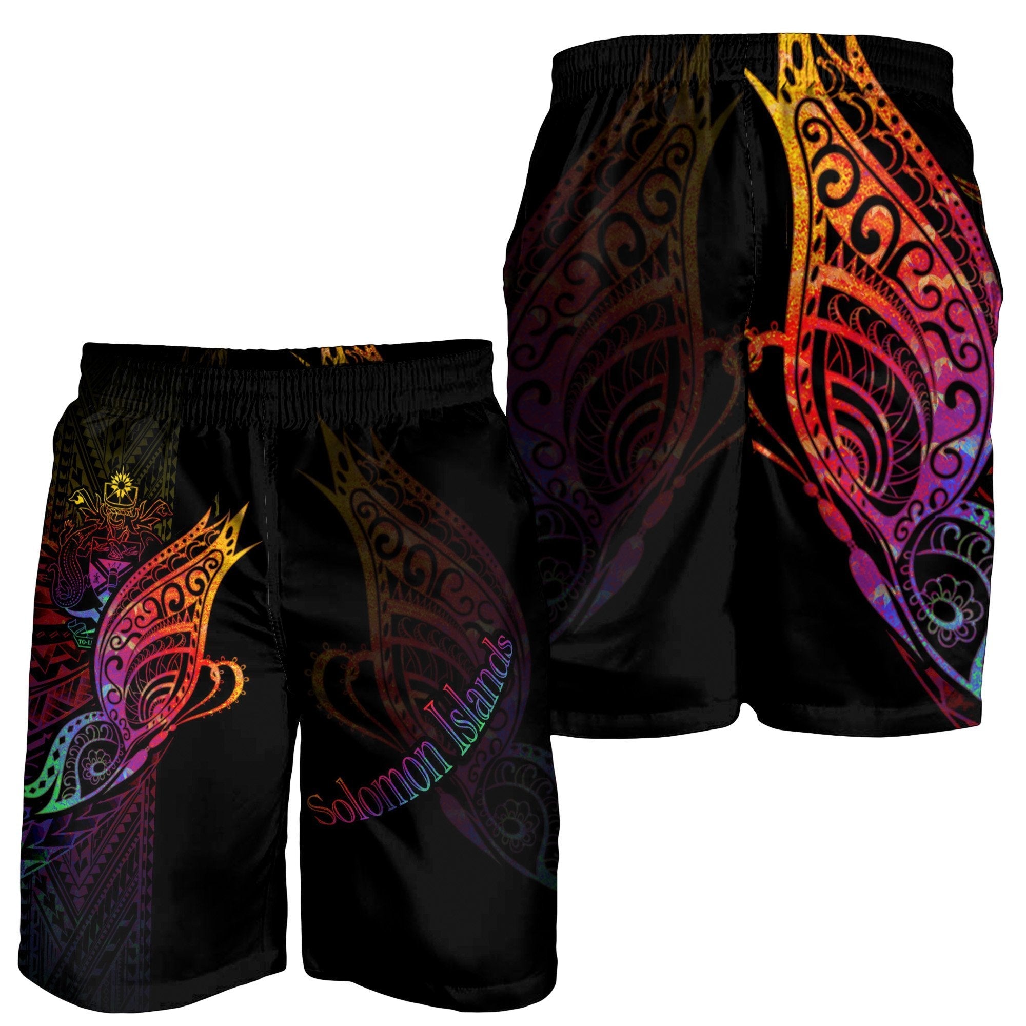 Solomon Islands Men's Shorts - Butterfly Polynesian Style - Vibe Hoodie Shop