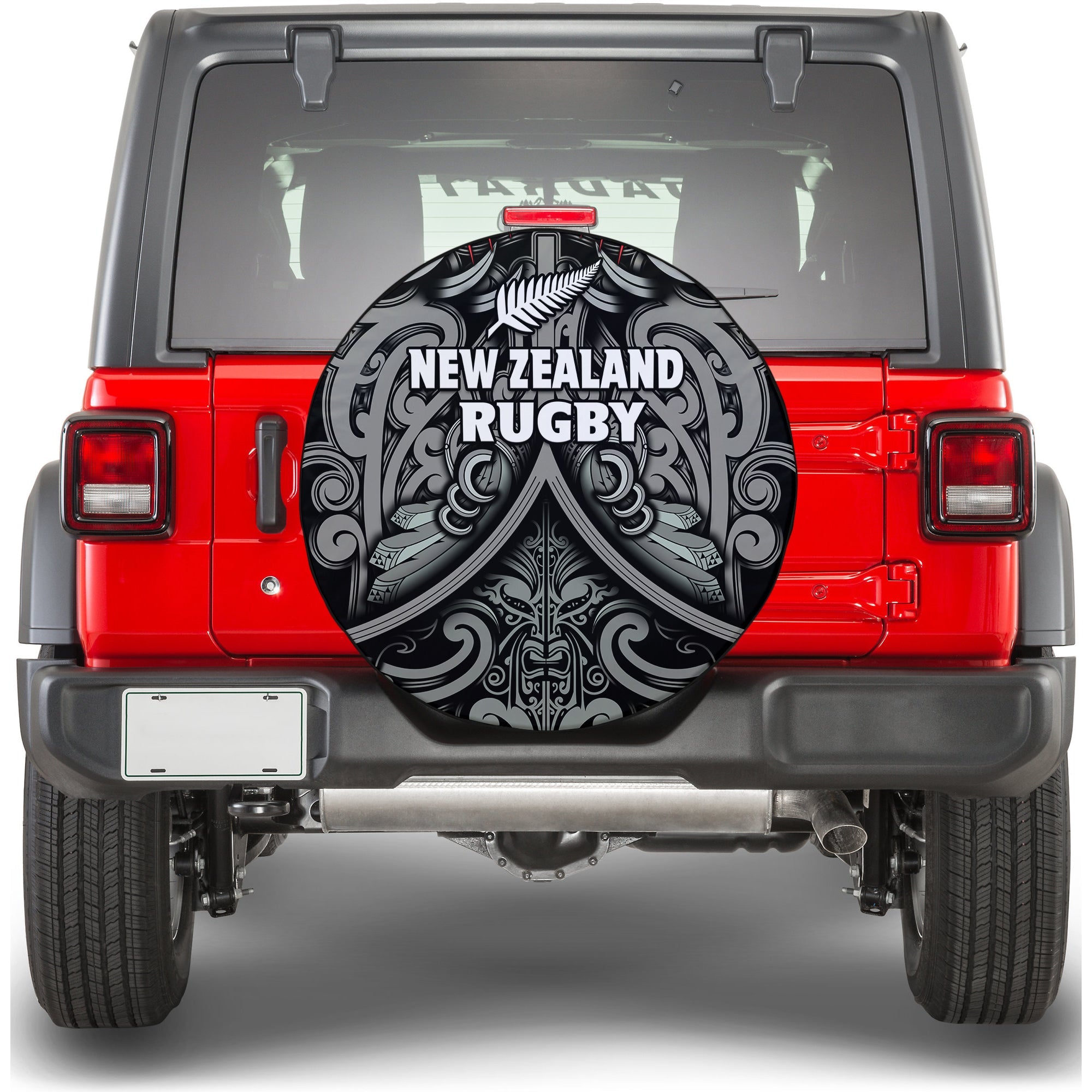 (Custom Personalised) New Zealand Silver Fern Rugby Spare Tire Cover All Black NZ Maori Pattern - Vibe Hoodie Shop