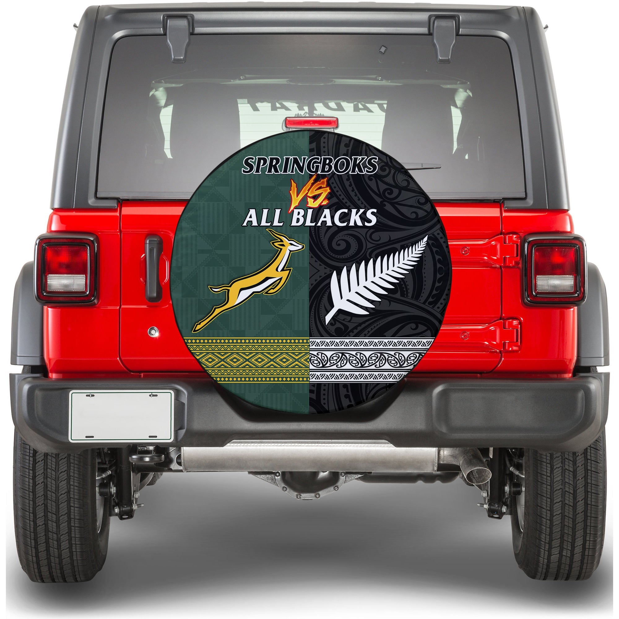 South Africa Protea and New Zealand Fern Spare Tire Cover Rugby Go Springboks vs All Black - Vibe Hoodie Shop
