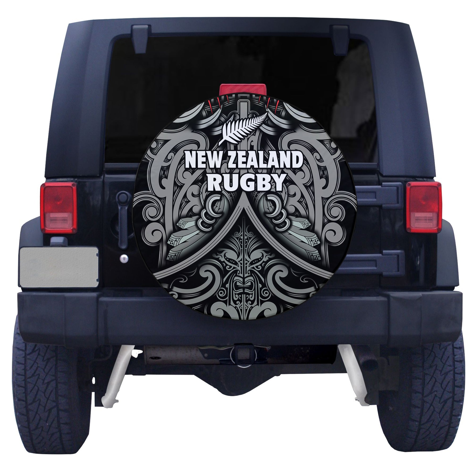 (Custom Personalised) New Zealand Silver Fern Rugby Spare Tire Cover All Black NZ Maori Pattern - Vibe Hoodie Shop