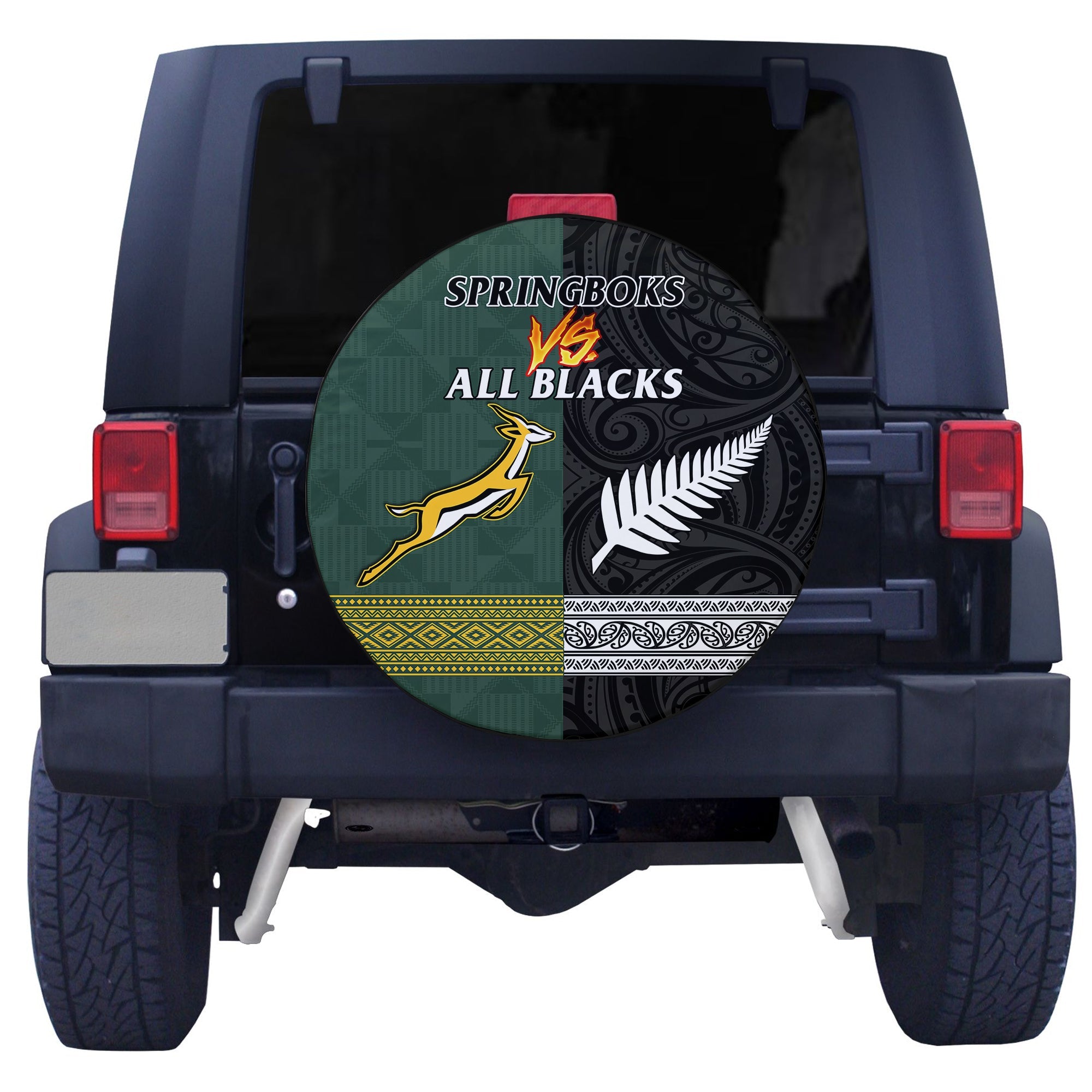 South Africa Protea and New Zealand Fern Spare Tire Cover Rugby Go Springboks vs All Black - Vibe Hoodie Shop