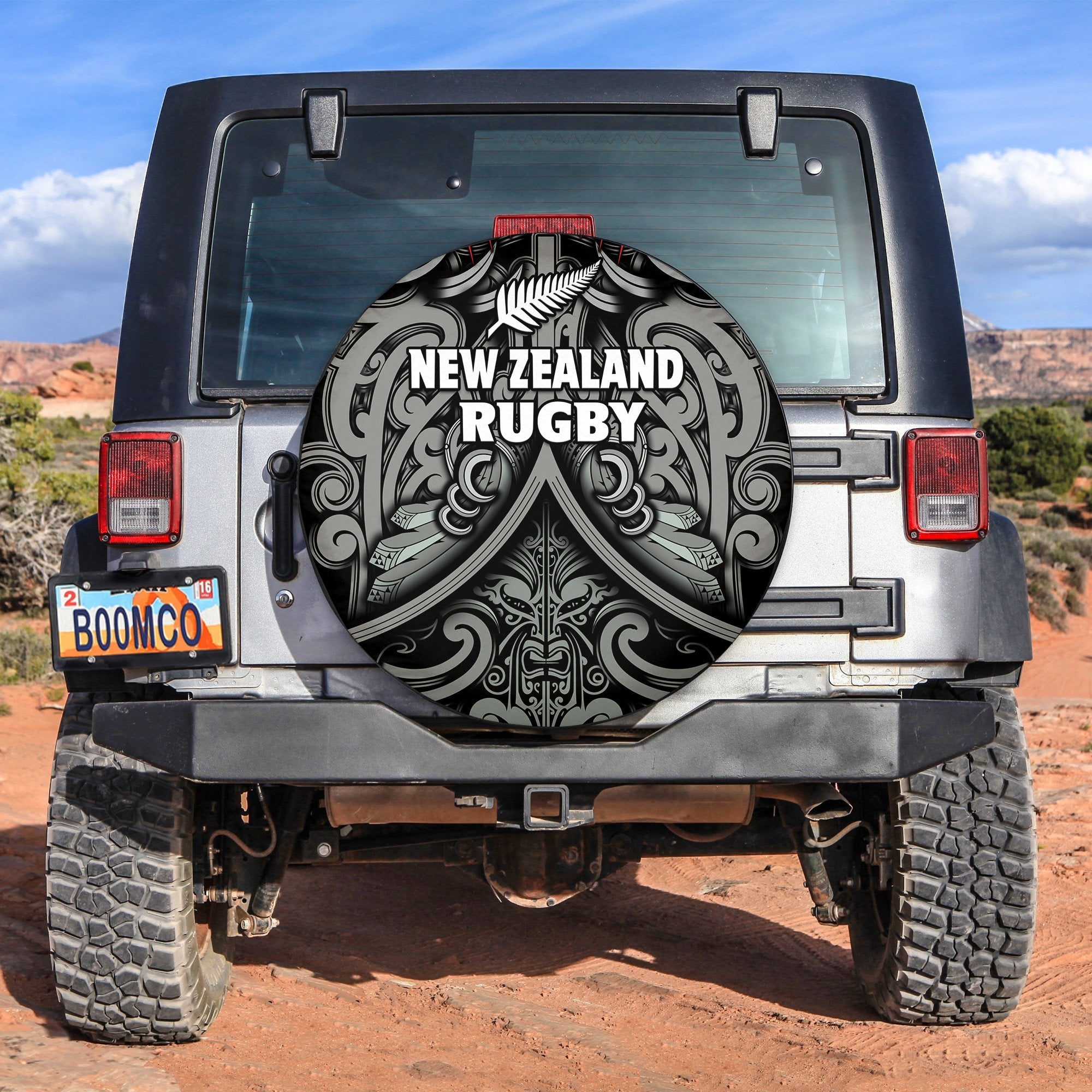 (Custom Personalised) New Zealand Silver Fern Rugby Spare Tire Cover All Black NZ Maori Pattern - Vibe Hoodie Shop