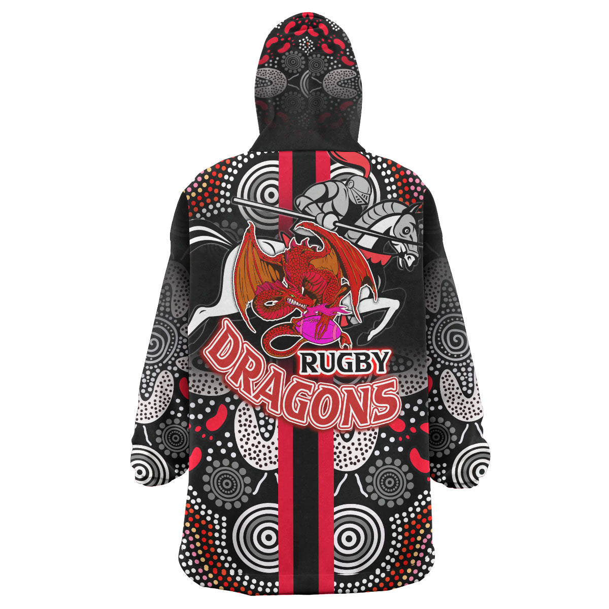 ST George Rugby Snug Hoodie - Custom ST George Rugby Ball Aboriginal Indigenous Sport Style Wearable Blanket Hoodie - Vibe Hoodie Shop