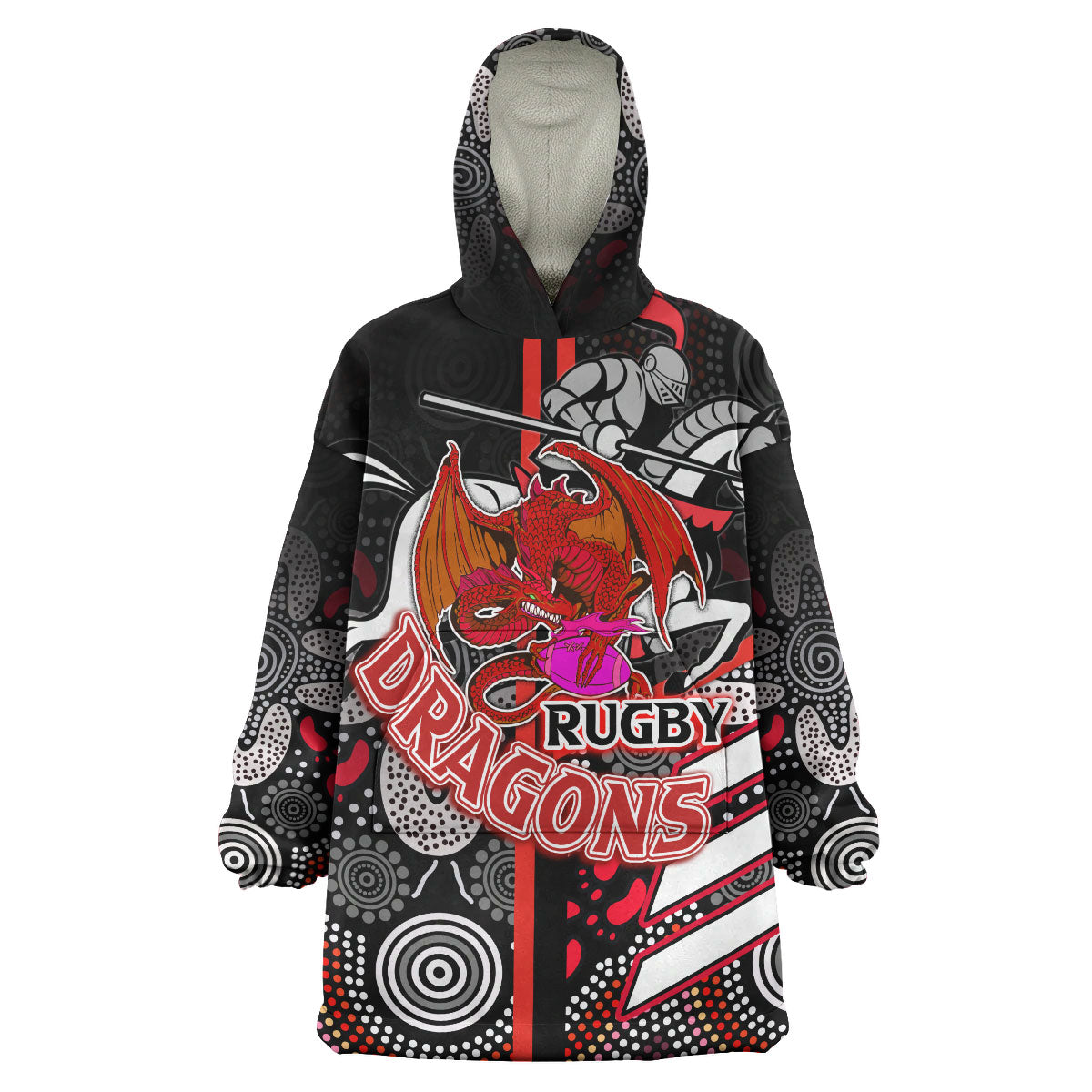 ST George Rugby Snug Hoodie - Custom ST George Rugby Ball Aboriginal Indigenous Sport Style Wearable Blanket Hoodie - Vibe Hoodie Shop