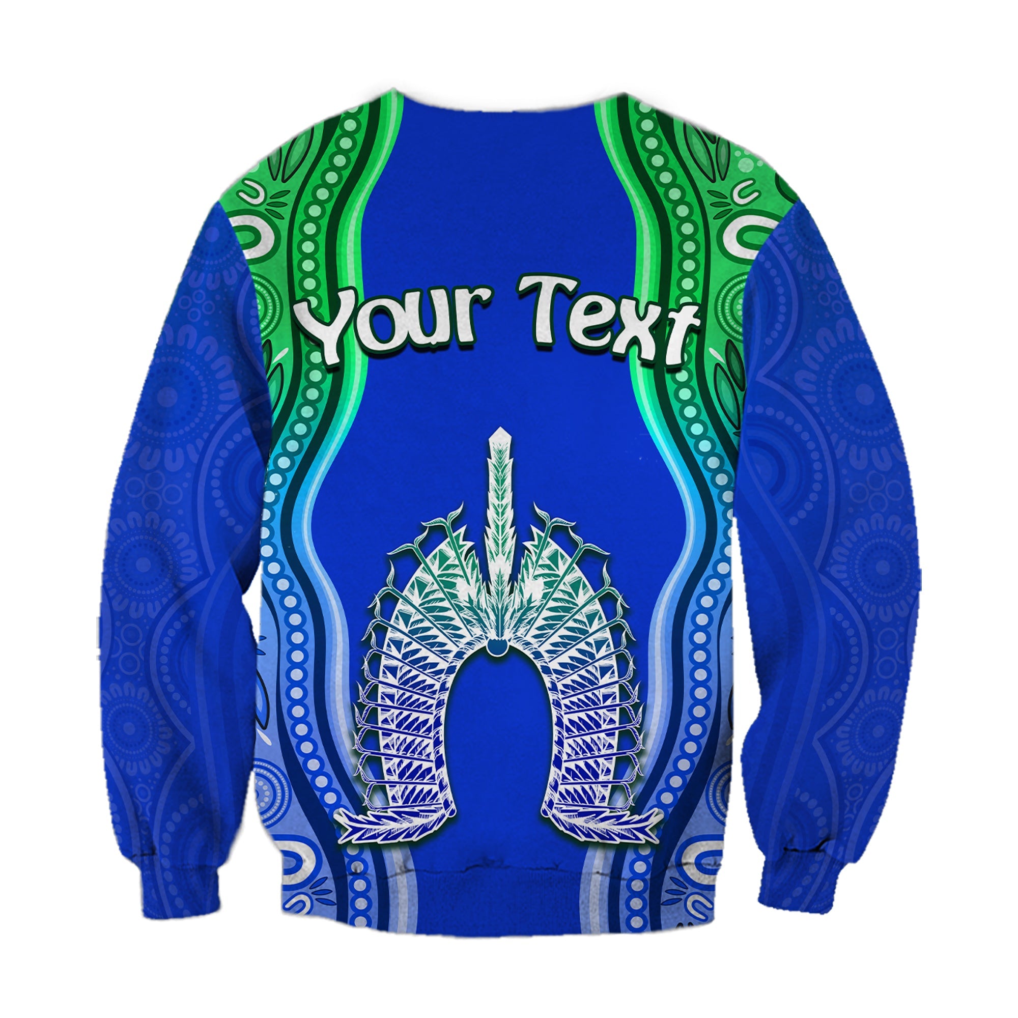 (Custom Personalised) Torres Strait Islands Sweatshirt The Dhari Mix Aboriginal Turtle Version Blue - Vibe Hoodie Shop