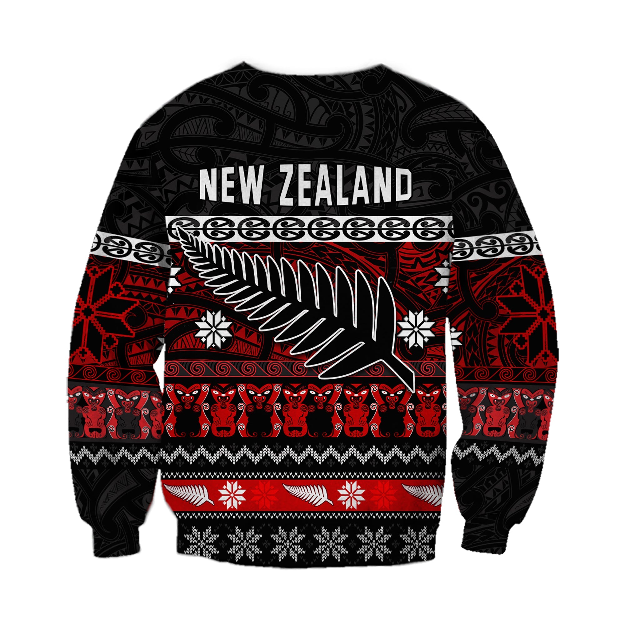 New Zealand Silver Fern Christmas Sweatshirt Maori Meri Kirihimete - Vibe Hoodie Shop