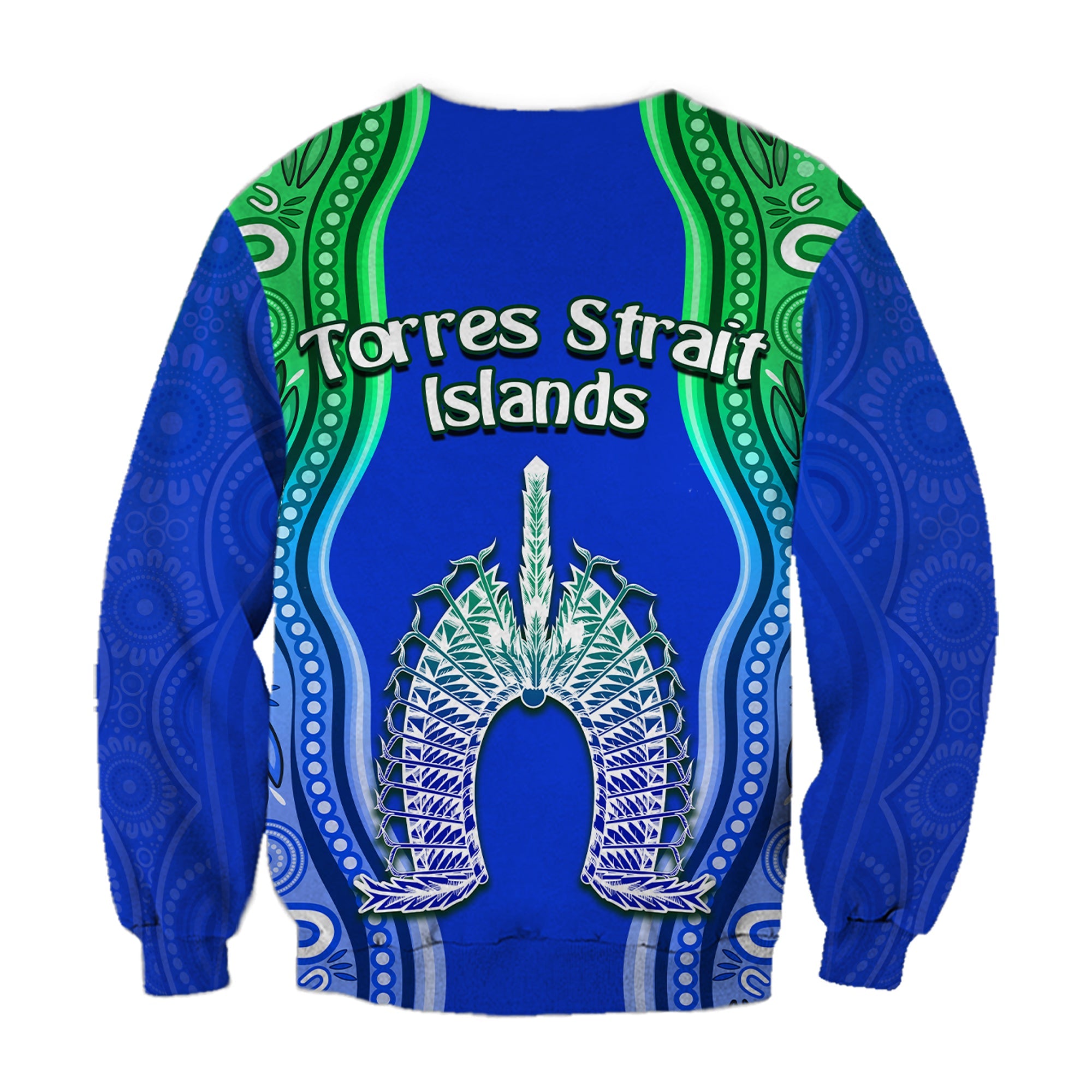 Torres Strait Islands Sweatshirt The Dhari Mix Aboriginal Turtle Version Blue - Vibe Hoodie Shop