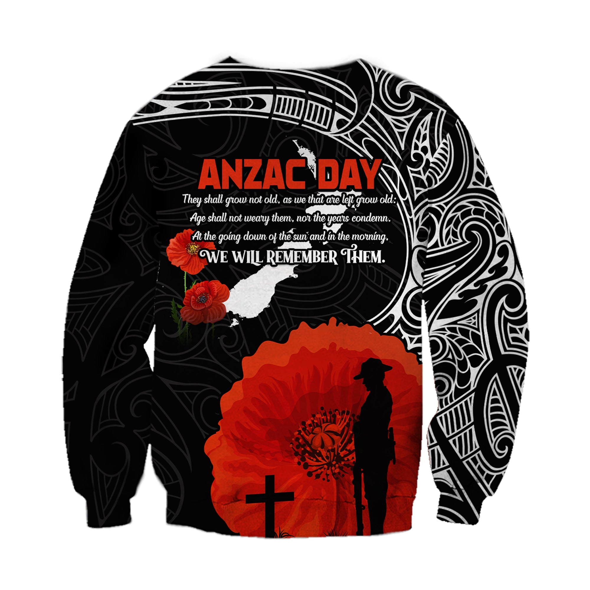 New Zealand ANZAC 2022 Sweatshirt Maori Mix Fern Poppy - Vibe Hoodie Shop