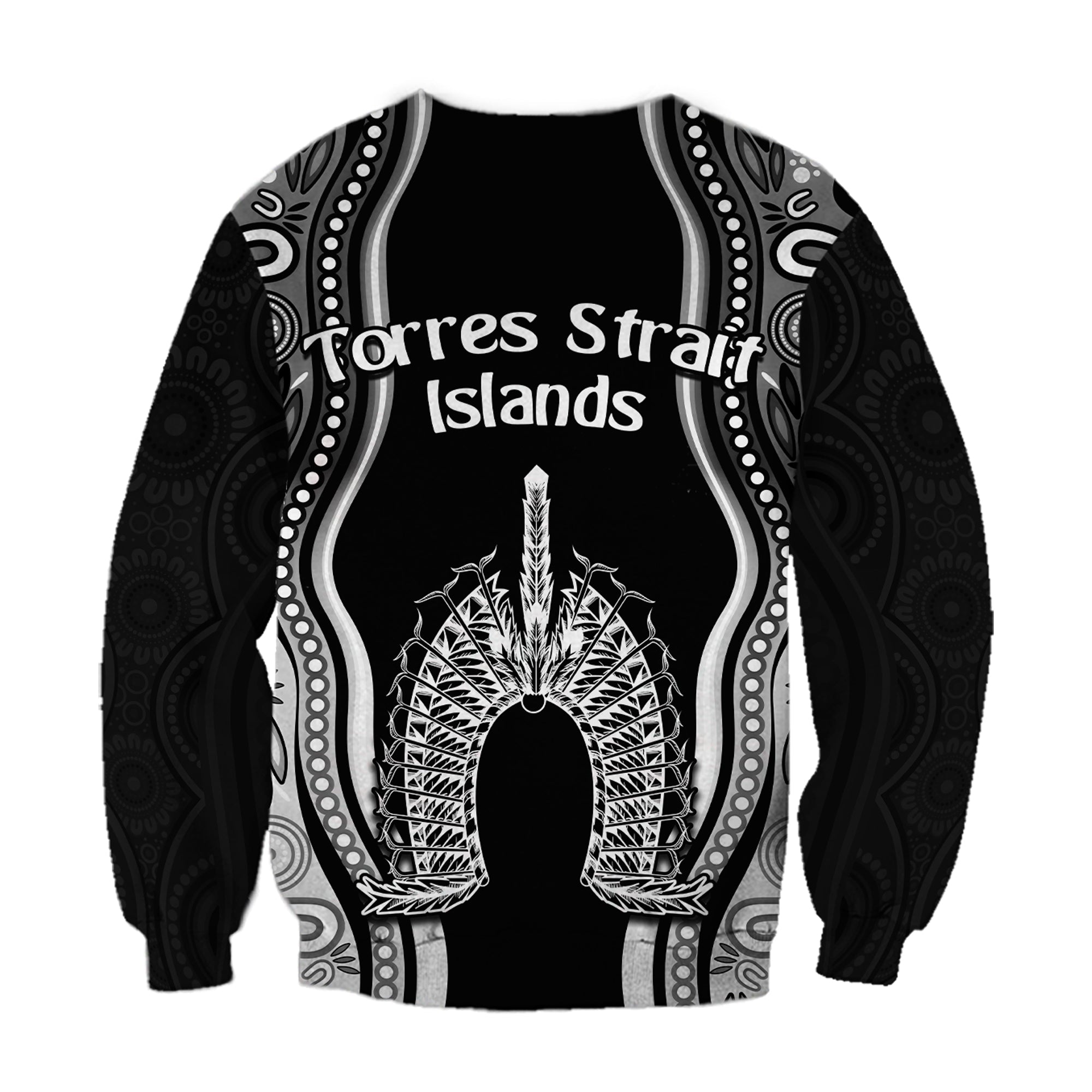 Torres Strait Islands Sweatshirt The Dhari Mix Aboriginal Turtle Version Black - Vibe Hoodie Shop