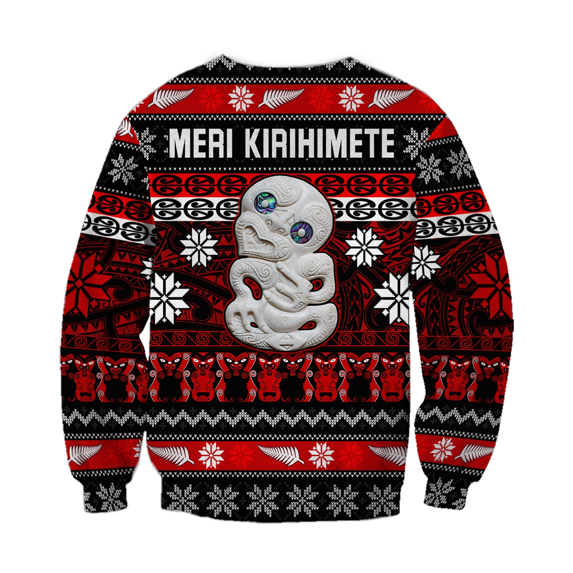 New Zealand Hei Tiki Christmas Sweatshirt Maori Meri Kirihimete - Vibe Hoodie Shop