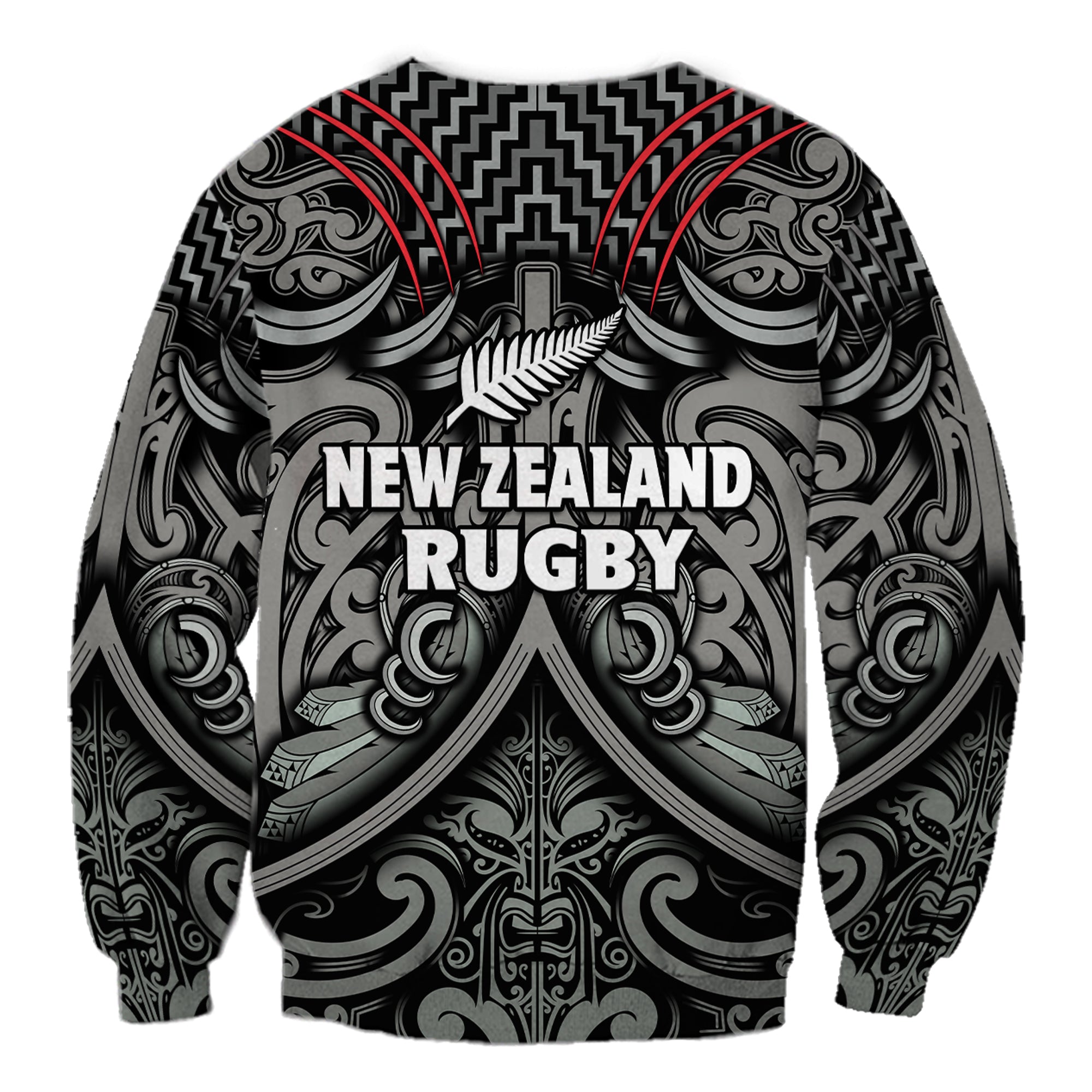 New Zealand Silver Fern Rugby Sweatshirt All Black NZ Maori Pattern - Vibe Hoodie Shop
