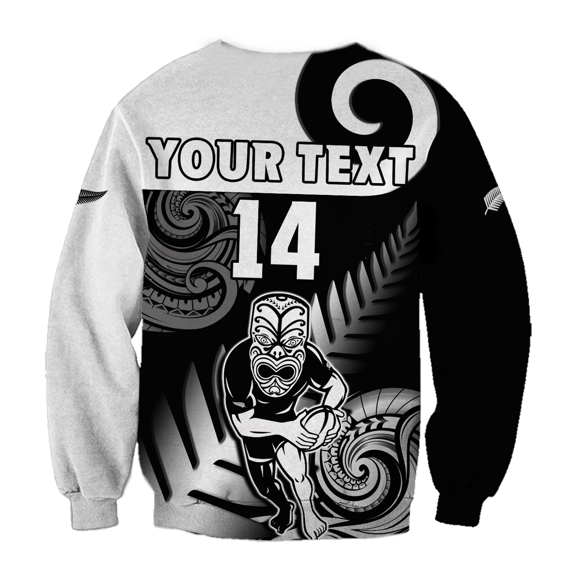 Custom Text And Number New Zealand Silver Fern Rugby Sweatshirt All Black Maori Koru - Vibe Hoodie Shop