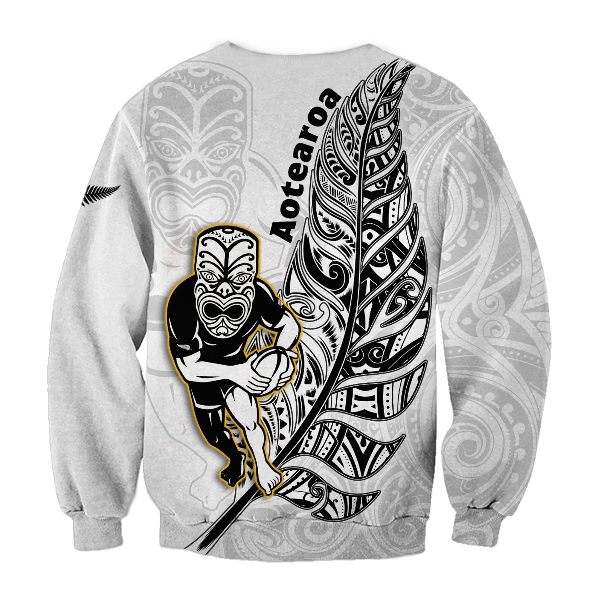 New Zealand Silver Fern Rugby Sweatshirt All Black Maori Version White - Vibe Hoodie Shop