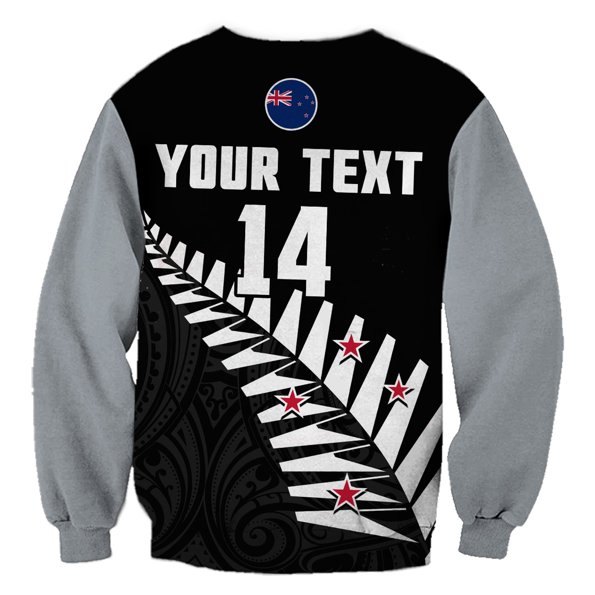 (Custom Text And Number) New Zealand 2022 Cricket Sweatshirt Black Cap Silver Fern Maori - Vibe Hoodie Shop