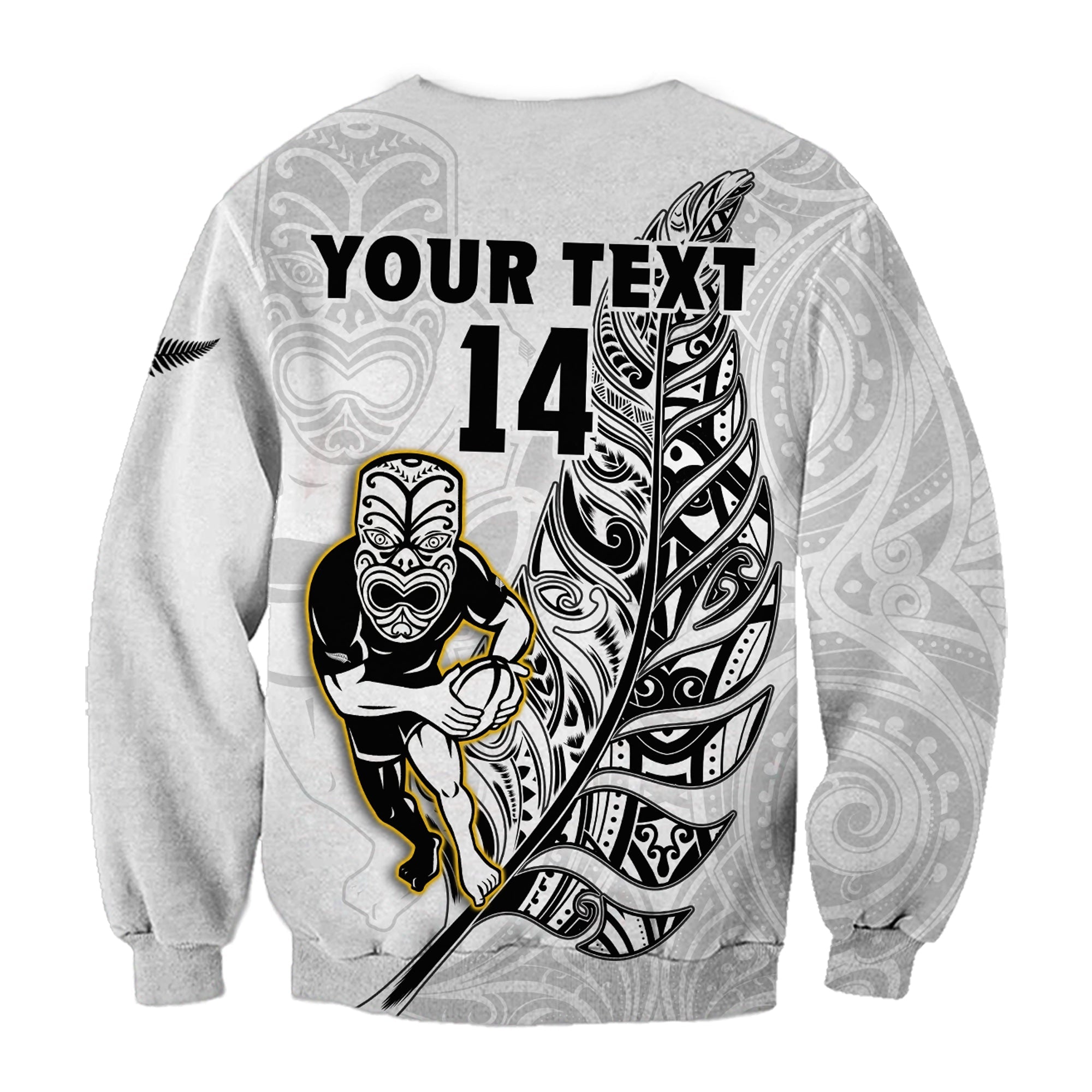 (Custom Text And Number) New Zealand Silver Fern Rugby Sweatshirt All Black Maori Version White - Vibe Hoodie Shop