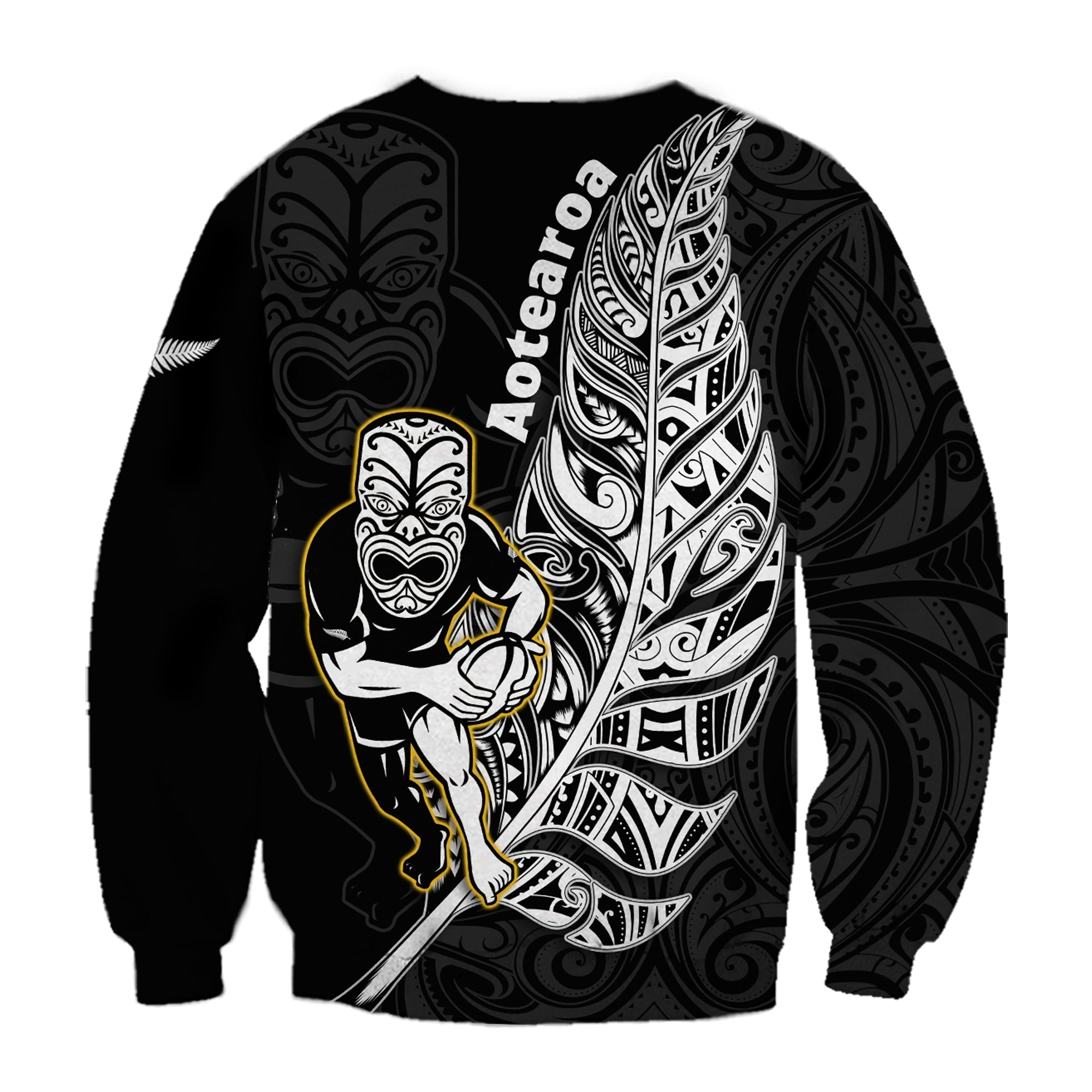 New Zealand Silver Fern Rugby Sweatshirt All Black Maori Version Black - Vibe Hoodie Shop