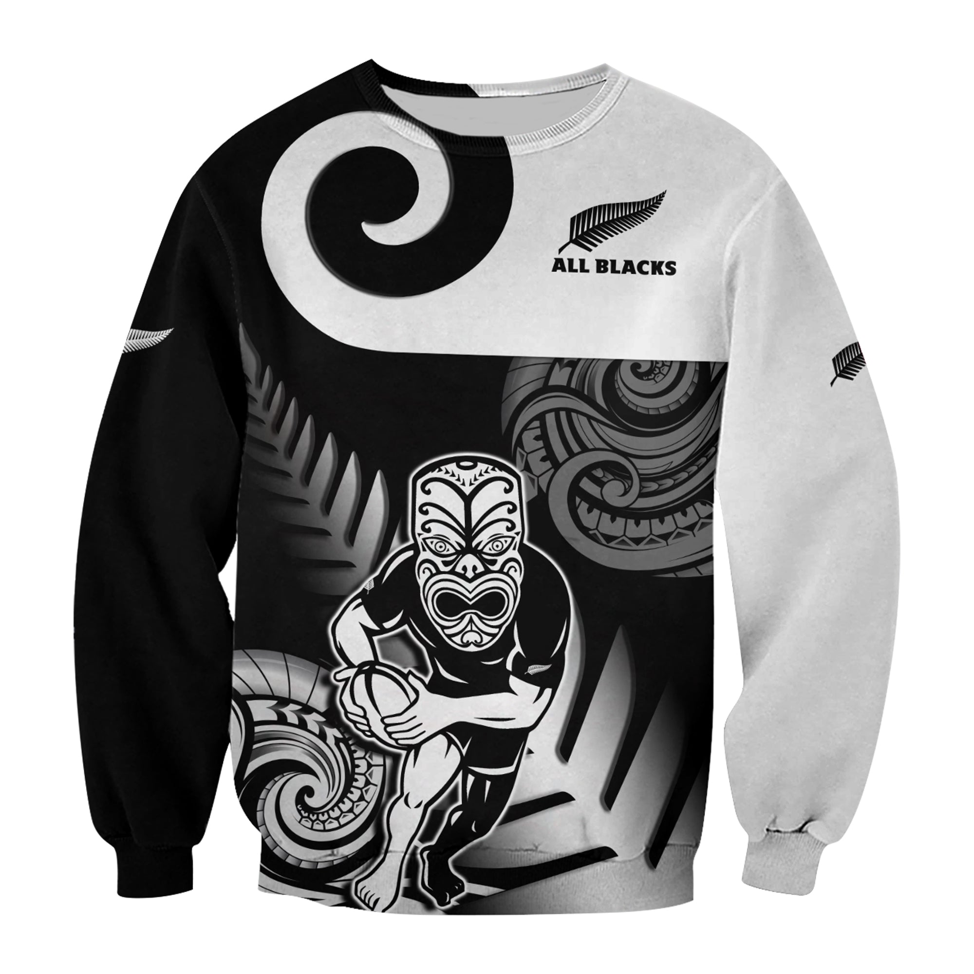 Custom Text And Number New Zealand Silver Fern Rugby Sweatshirt All Black Maori Koru - Vibe Hoodie Shop