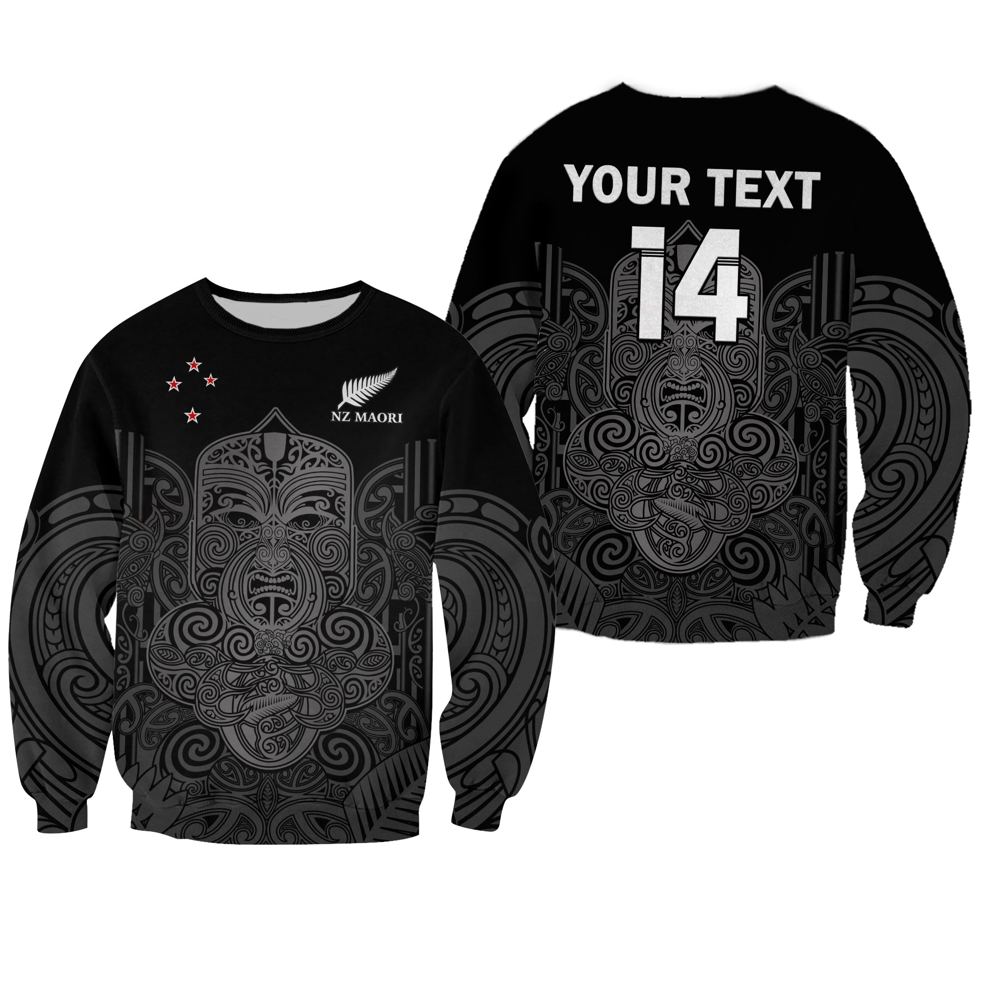 (Custom Text And Number) New Zealand Tiki Rugby Sweatshirt NZ Maori Koru Pattern - Vibe Hoodie Shop