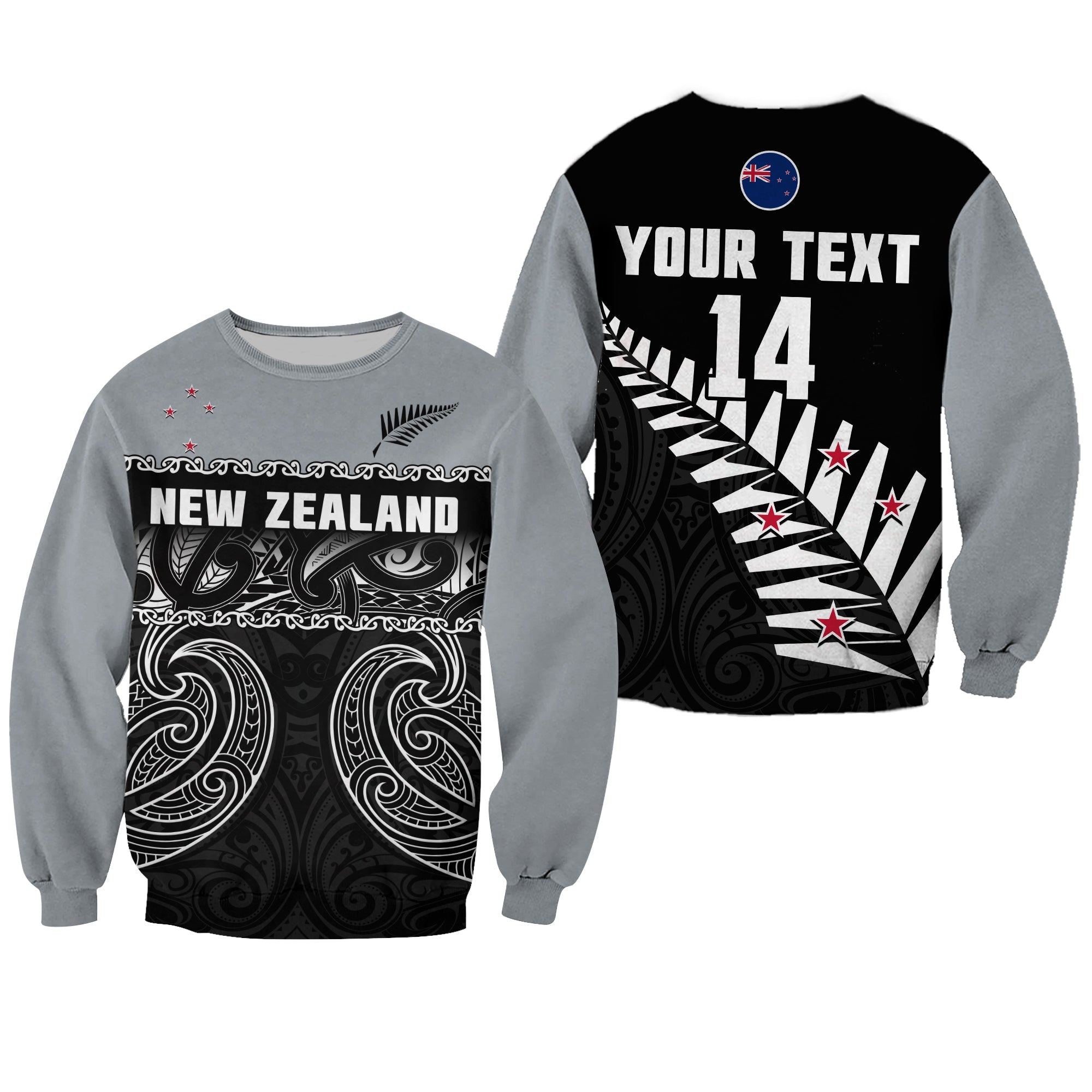 (Custom Text And Number) New Zealand 2022 Cricket Sweatshirt Black Cap Silver Fern Maori - Vibe Hoodie Shop