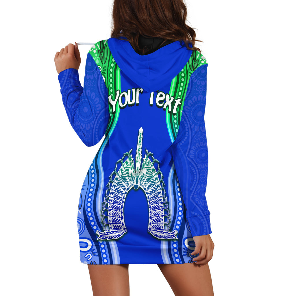 (Custom Personalised) Torres Strait Islands Hoodie Dress The Dhari Mix Aboriginal Turtle Version Blue - Vibe Hoodie Shop